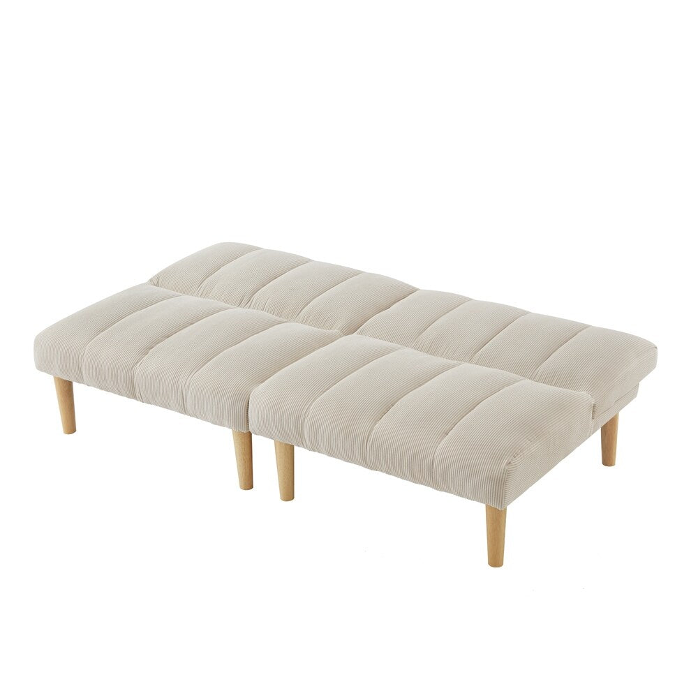 Corduroy Fabric Convertible Sofa Bed with Wood Leg