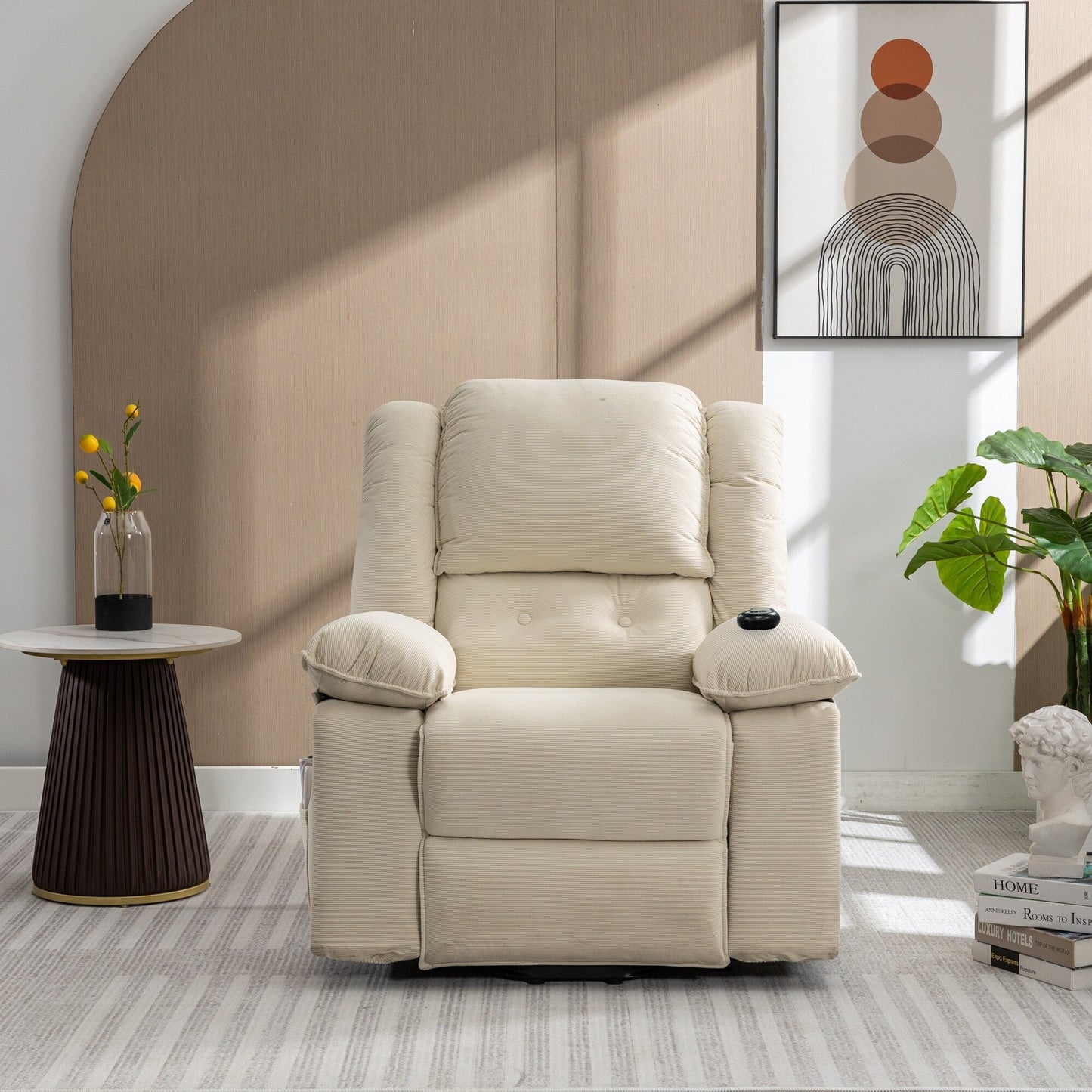 Corduroy Power Lift Recliner for Seniors with Adjustable Massage & Heat, Infinite Reclining Angles, Space-Saving Armrests
