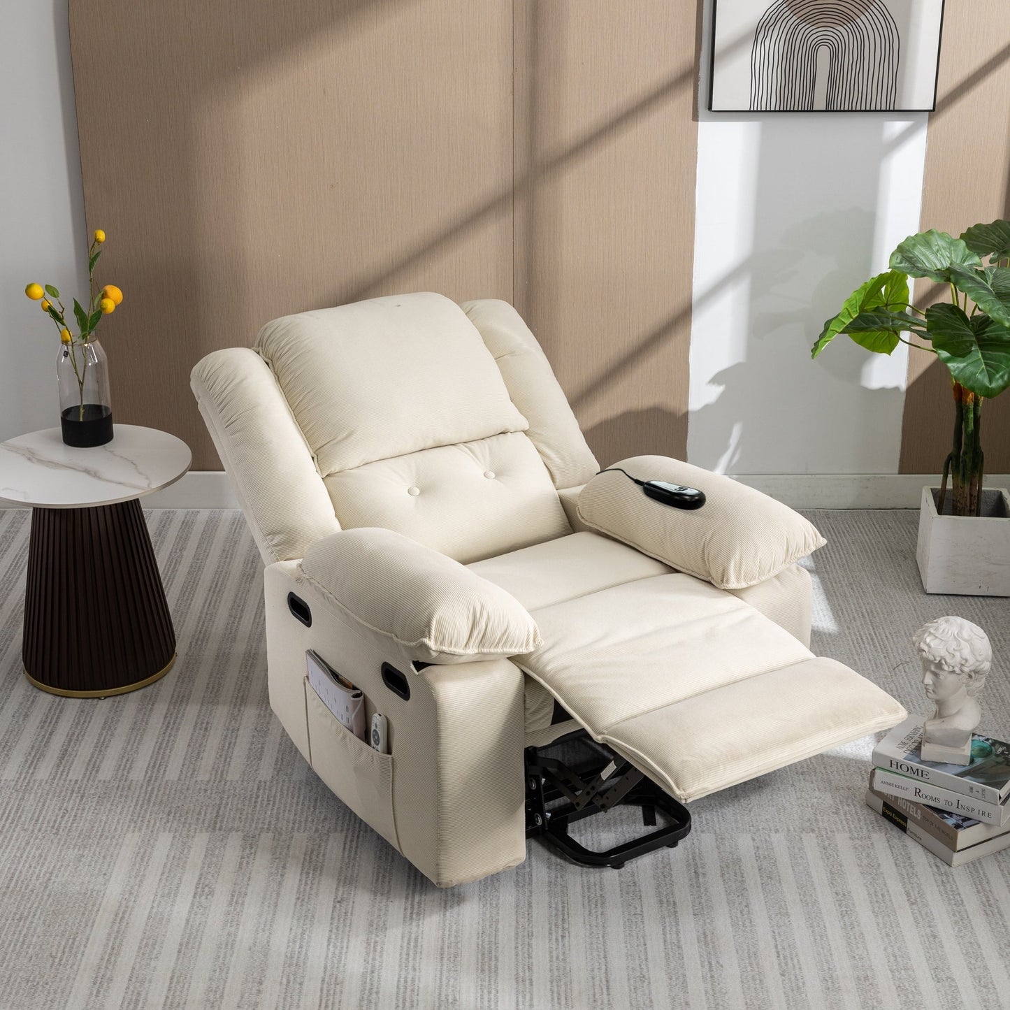 Corduroy Power Lift Recliner for Seniors with Adjustable Massage & Heat, Infinite Reclining Angles, Space-Saving Armrests