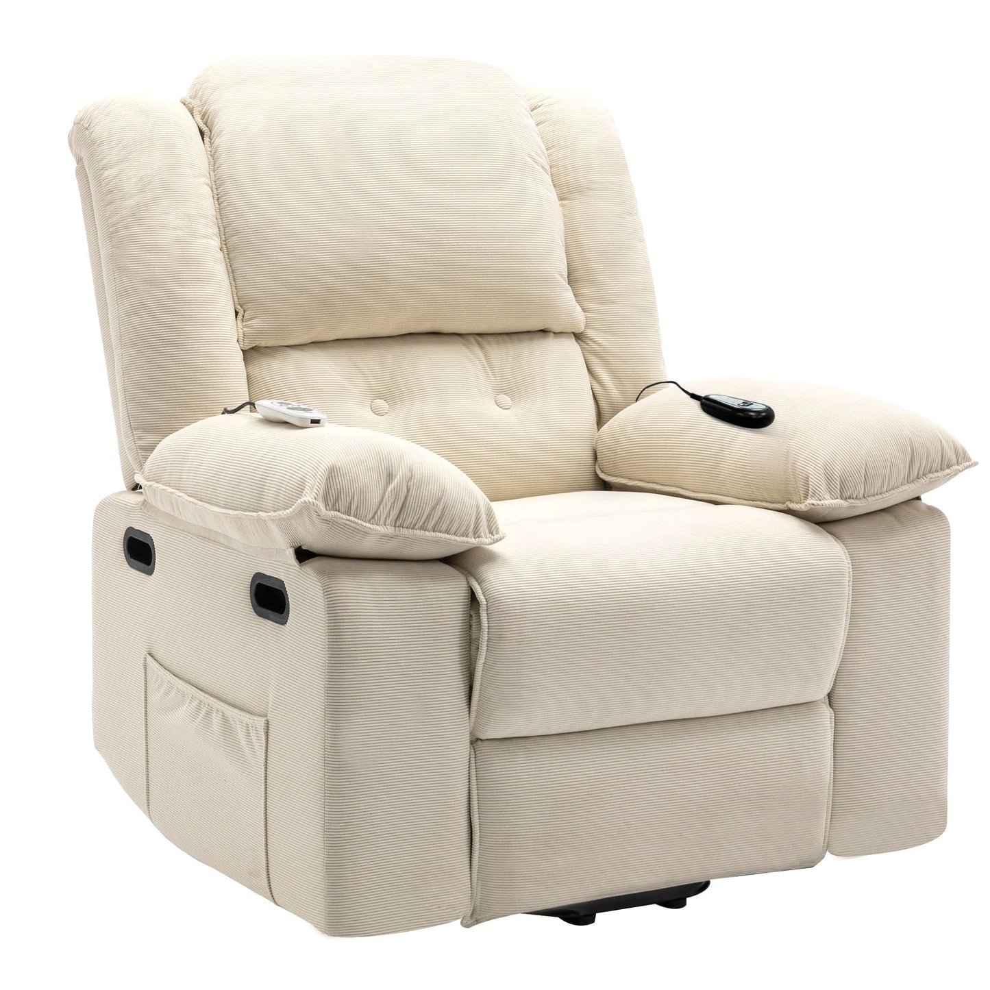 Corduroy Power Lift Recliner for Seniors with Adjustable Massage & Heat, Infinite Reclining Angles, Space-Saving Armrests