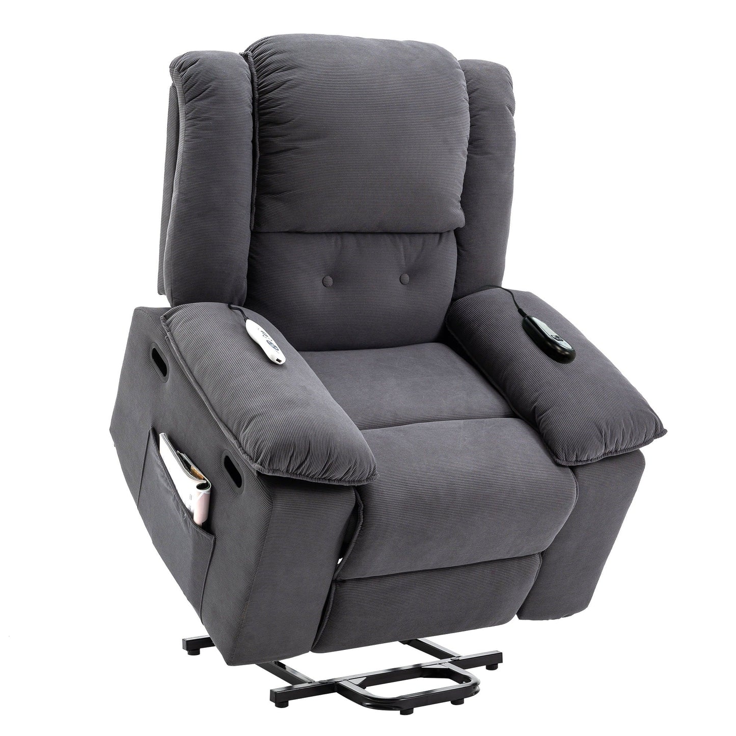 Corduroy Power Lift Recliner for Seniors with Adjustable Massage & Heat, Infinite Reclining Angles, Space-Saving Armrests