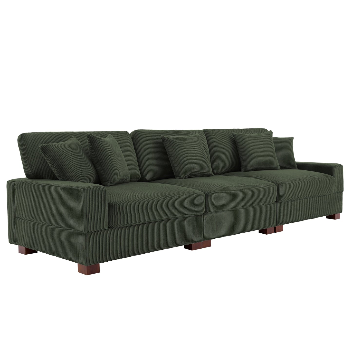 Corduroy Couch Modular Sectional Sofa with Pillows