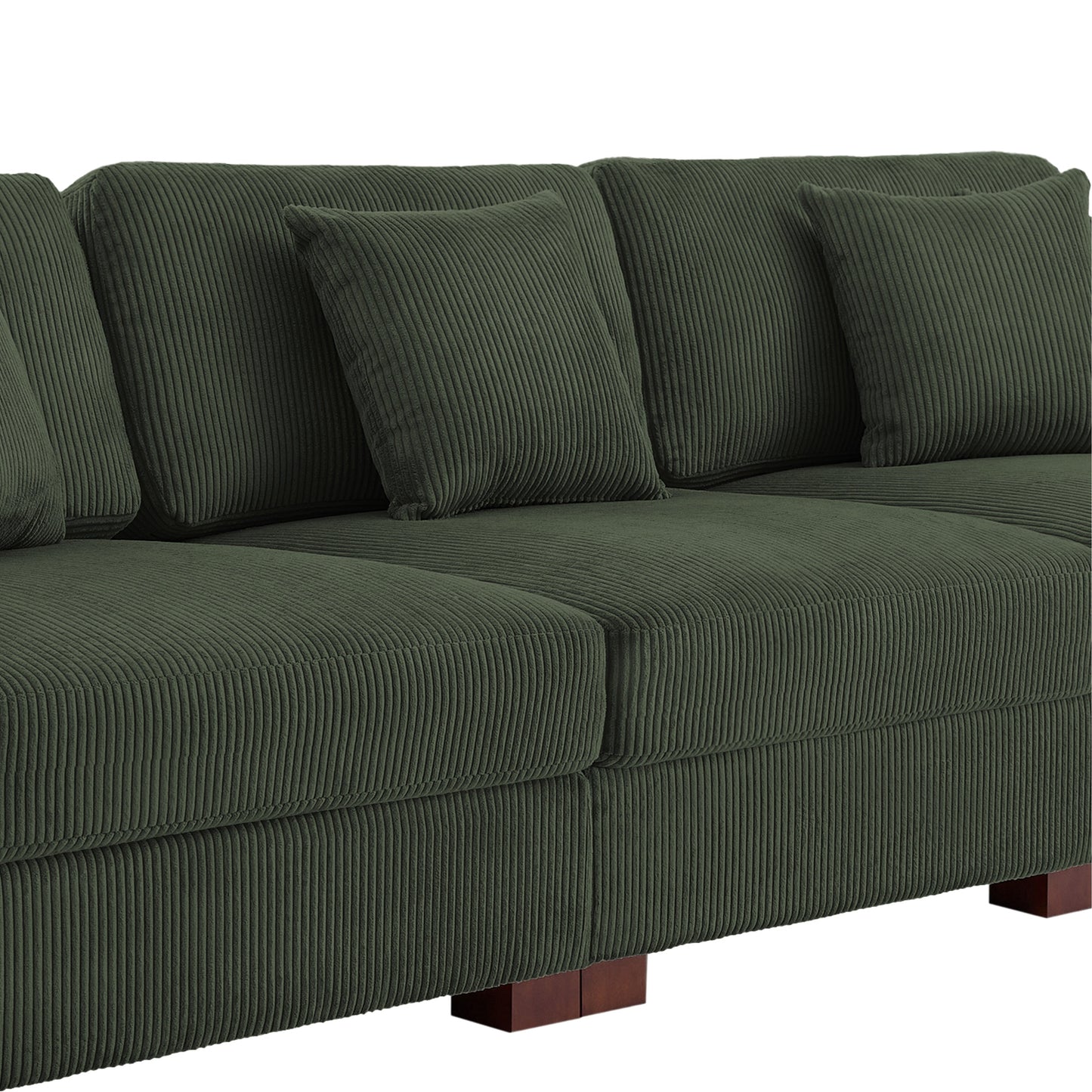 Corduroy Couch Modular Sectional Sofa with Pillows