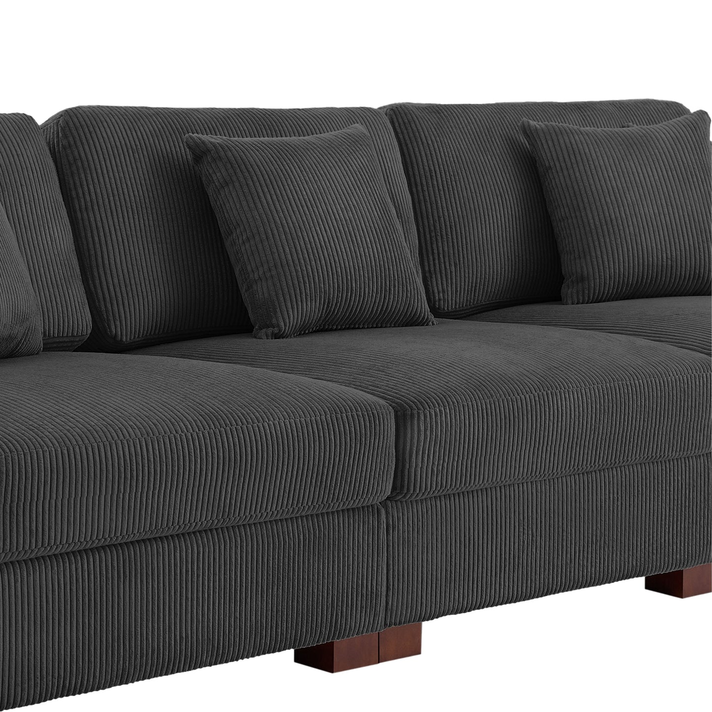 Corduroy Couch Modular Sectional Sofa with Pillows