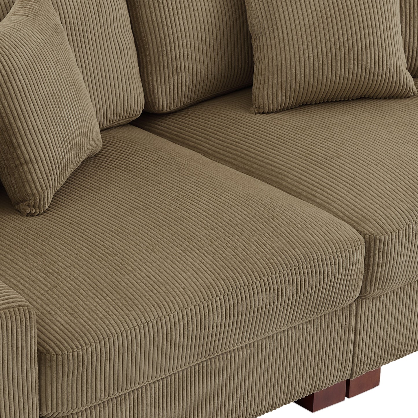 Corduroy Couch Modular Sectional Sofa with Pillows