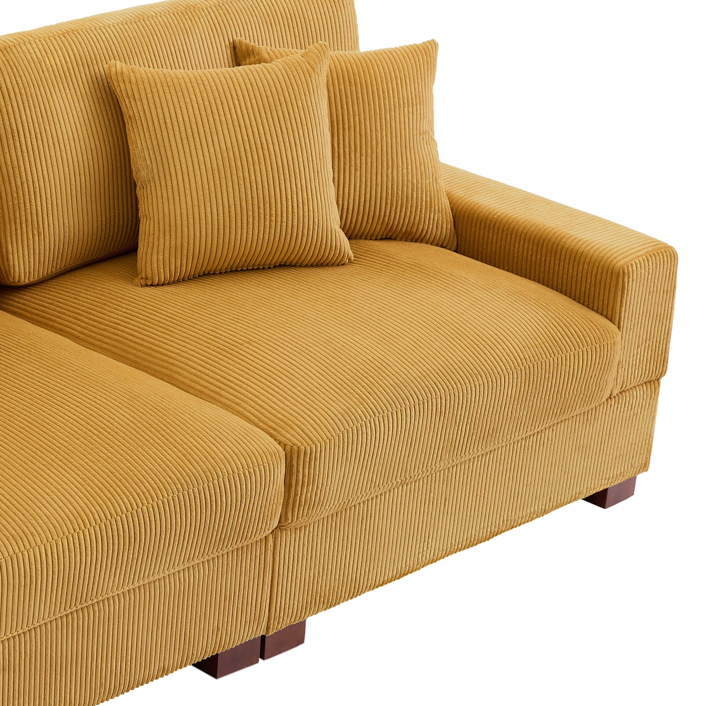 Corduroy Couch Modular Sectional Sofa with Pillows