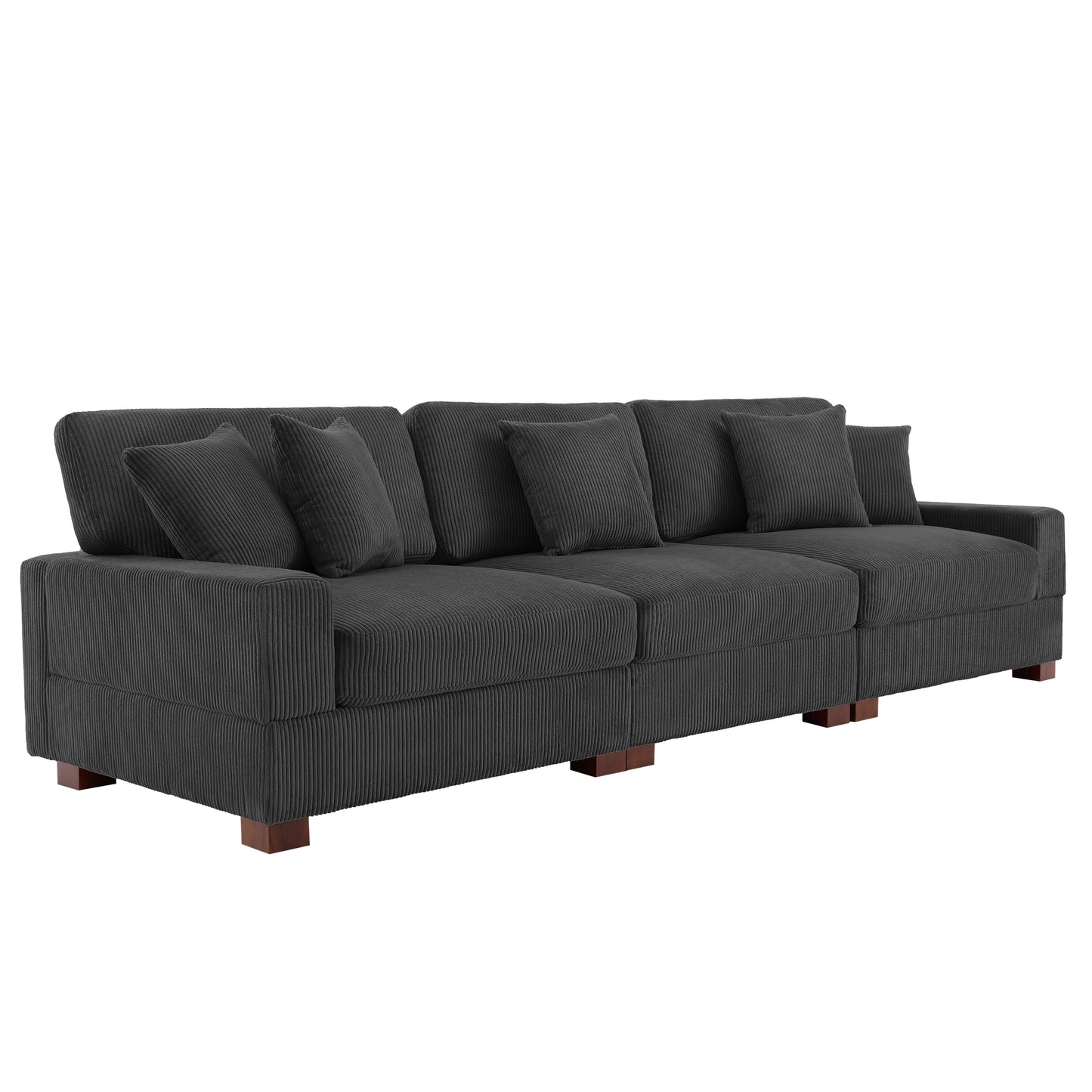 Corduroy Couch Modular Sectional Sofa with Pillows