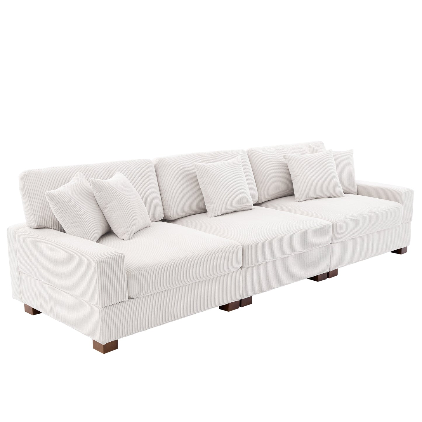Corduroy Couch Modular Sectional Sofa with Pillows