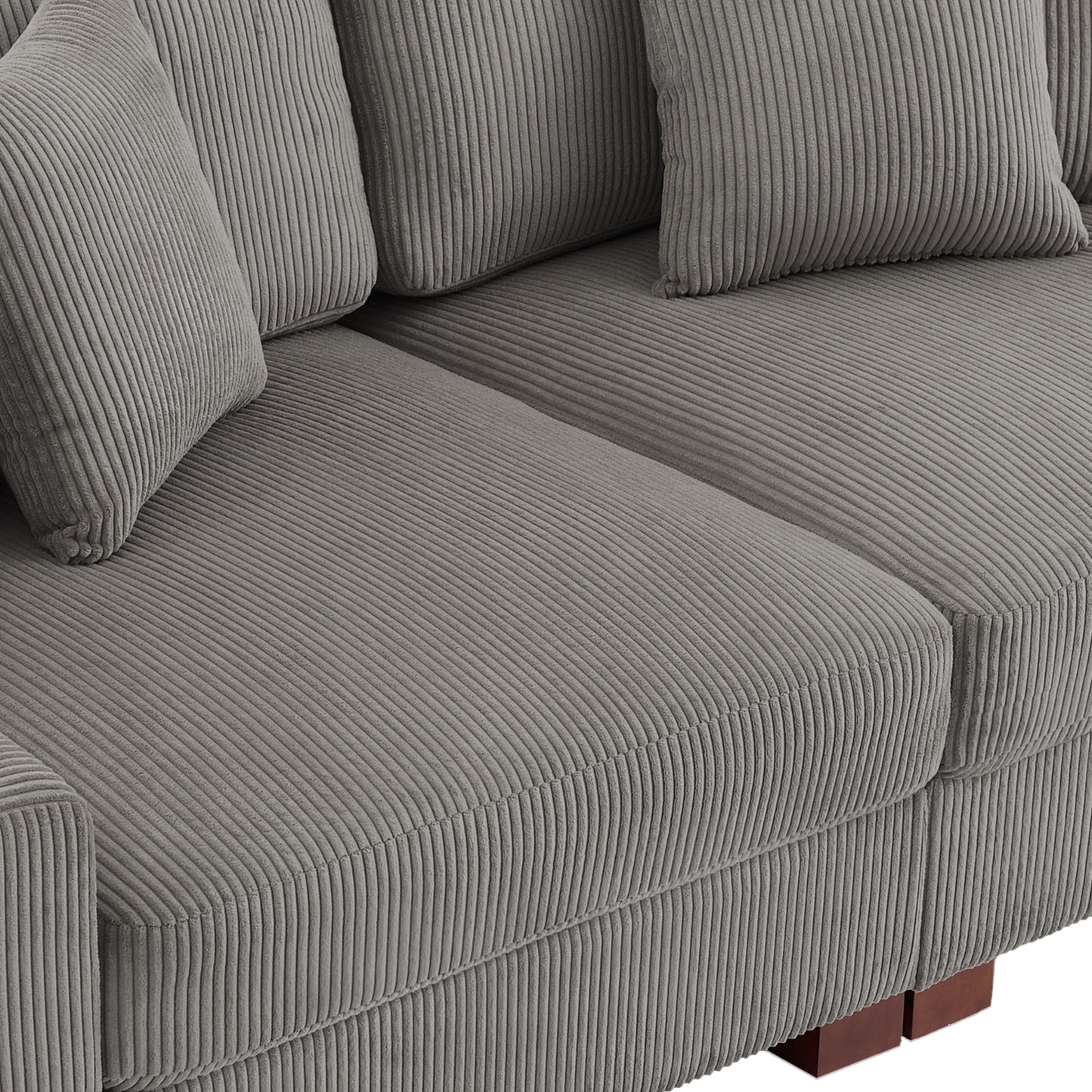 Corduroy Couch Modular Sectional Sofa with Pillows