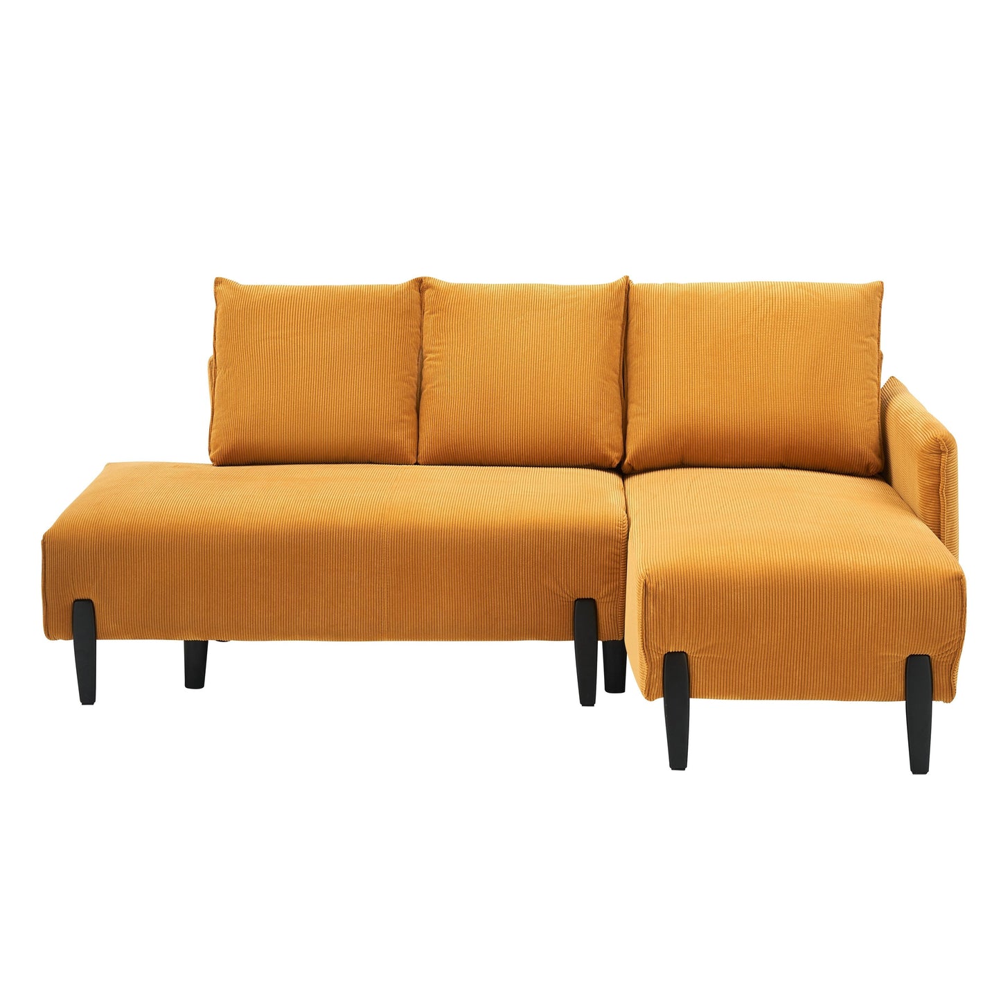 Corduroy Sofa Recliner Sofa with Metal Tapered Legs, Long Couch with 3 Matching Pillows and Side Pockets for Living Room