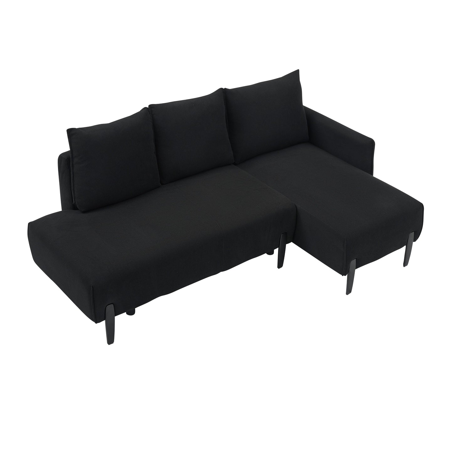 Corduroy Sofa Recliner Sofa with Metal Tapered Legs, Long Couch with 3 Matching Pillows and Side Pockets for Living Room