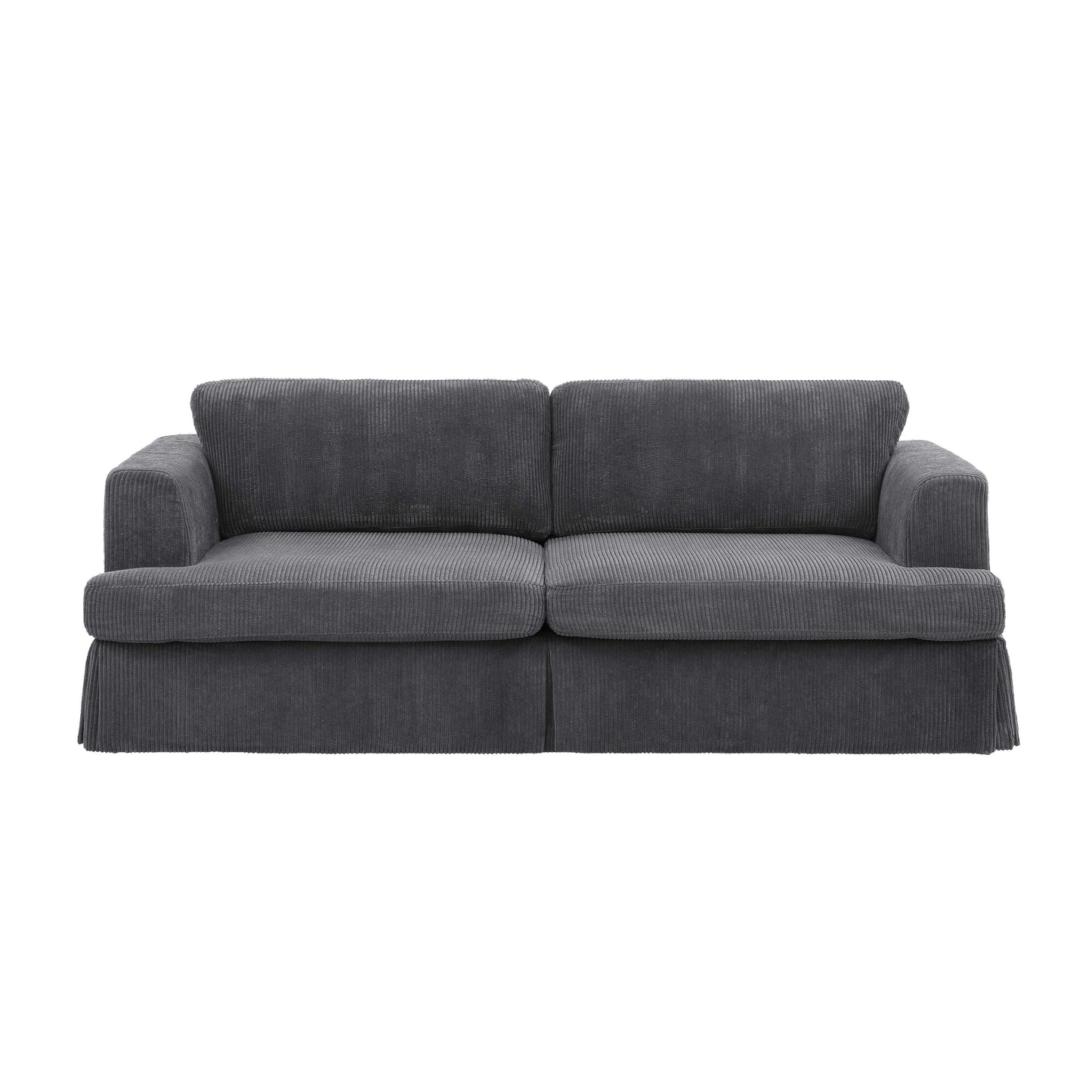 Corduroy Upholstered Skirted Sofa - 39 D x 84.5 W x 33 H