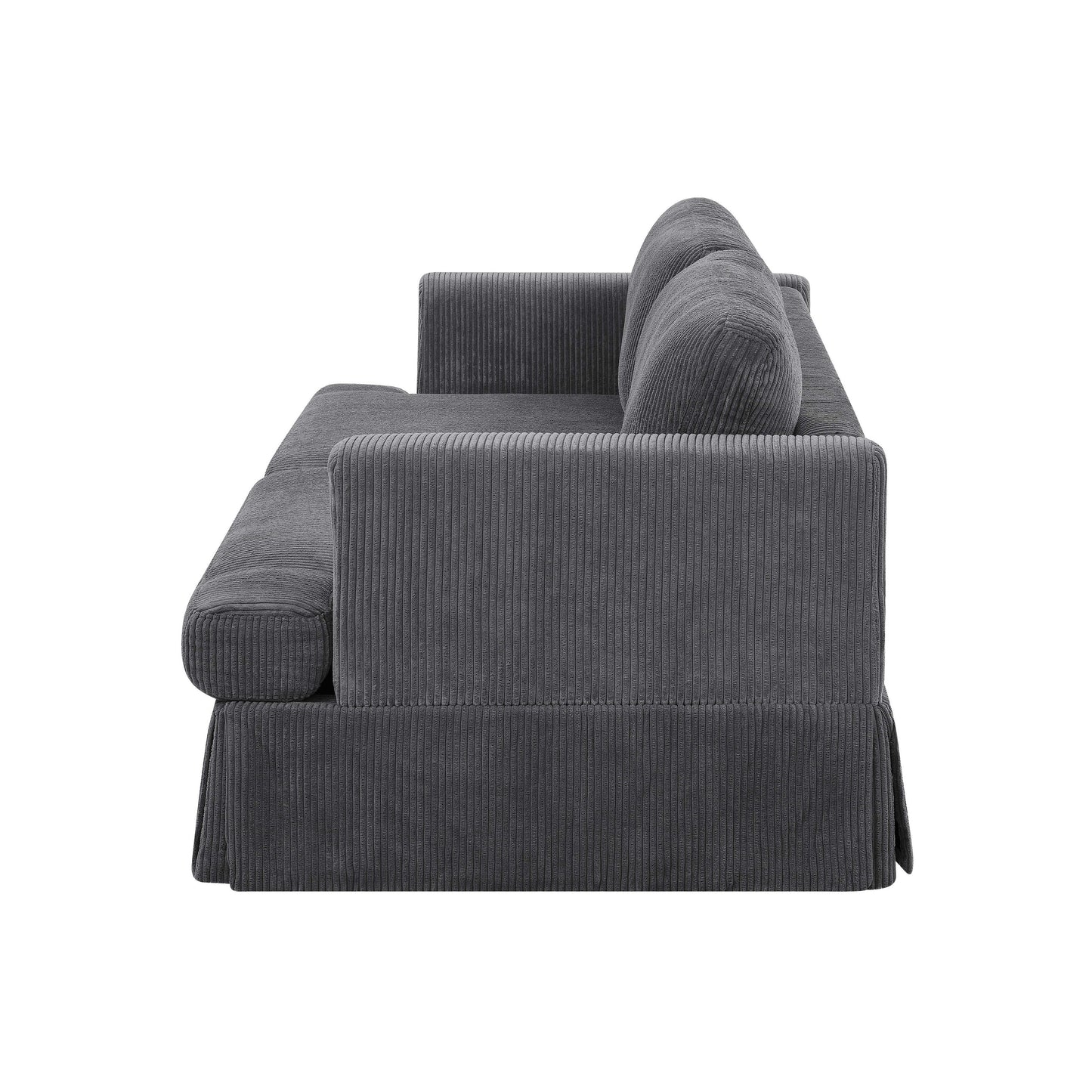 Corduroy Upholstered Skirted Sofa - 39 D x 84.5 W x 33 H