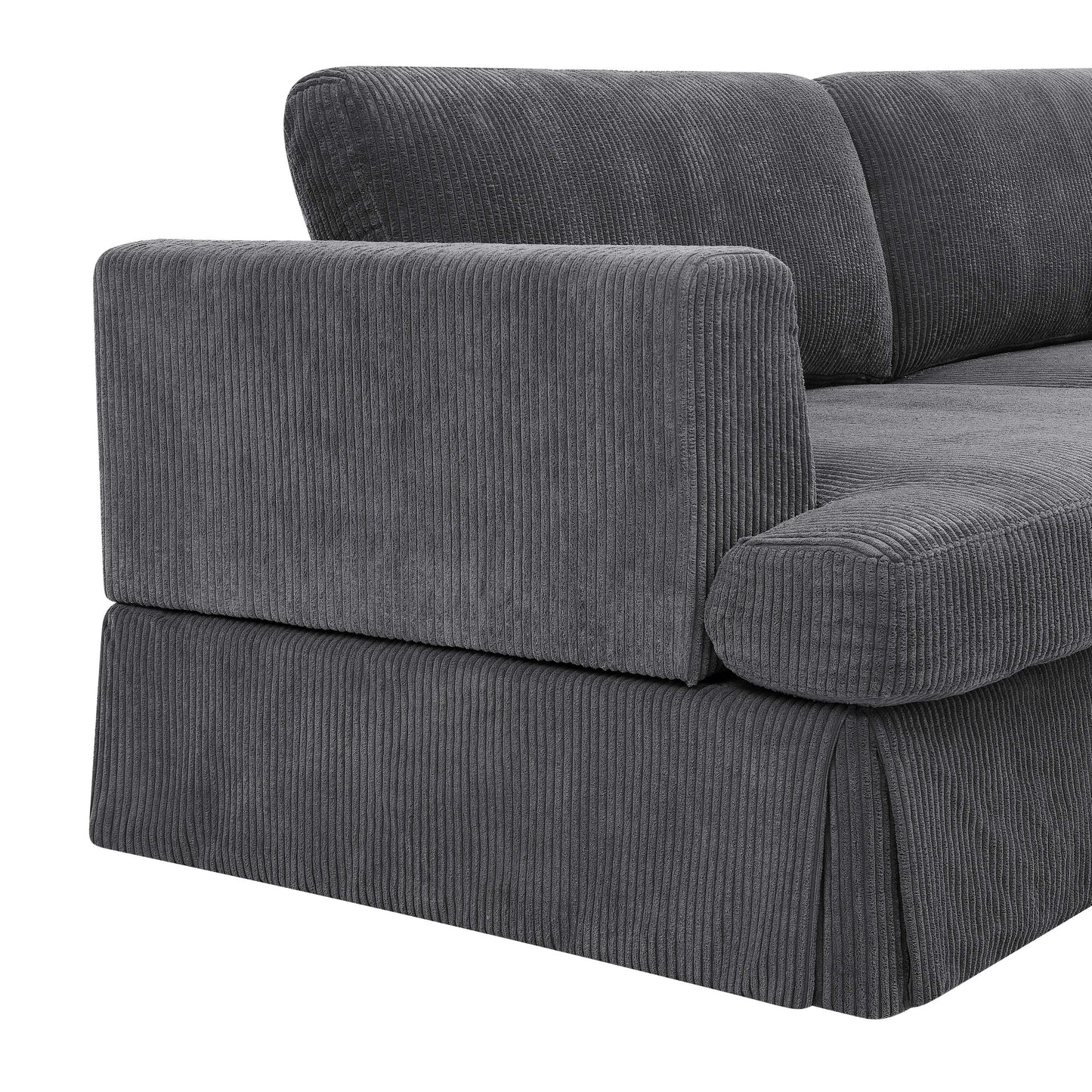 Corduroy Upholstered Skirted Sofa - 39 D x 84.5 W x 33 H