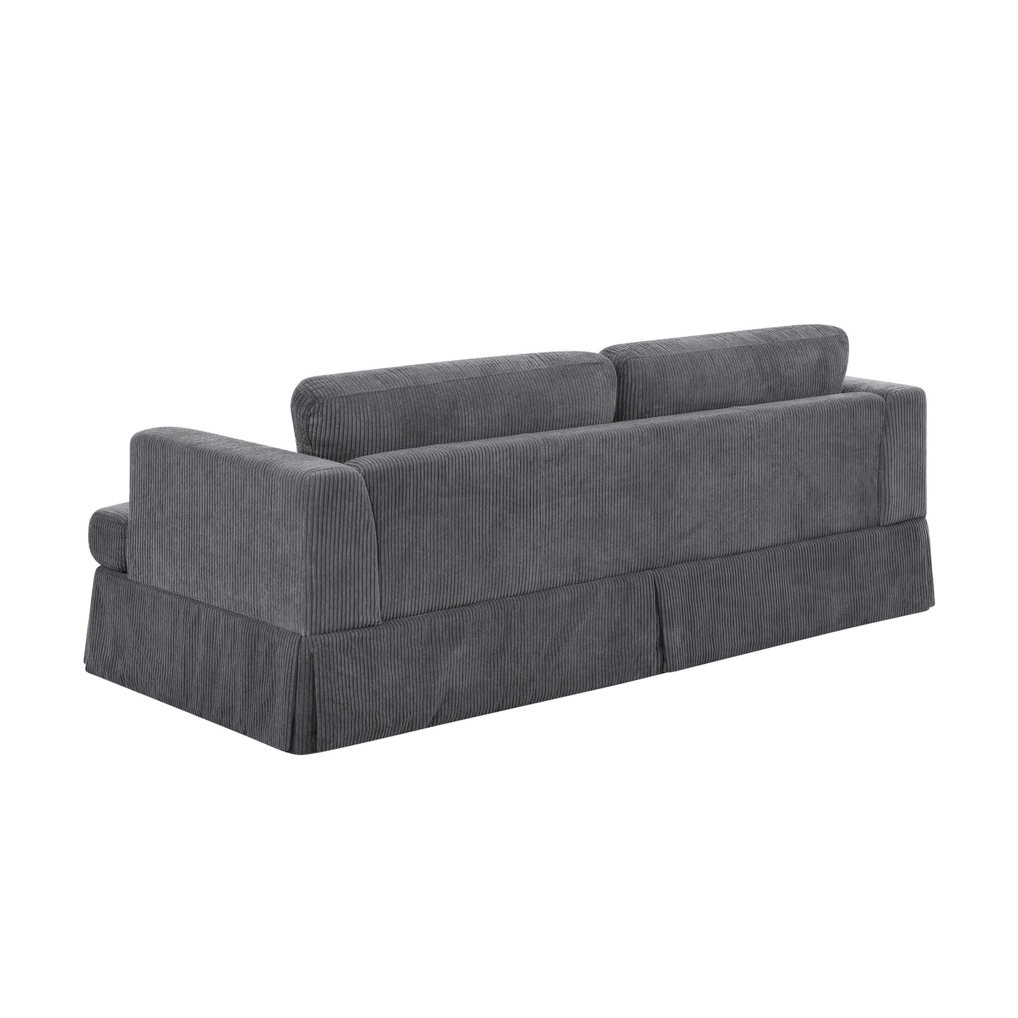 Corduroy Upholstered Skirted Sofa - 39 D x 84.5 W x 33 H