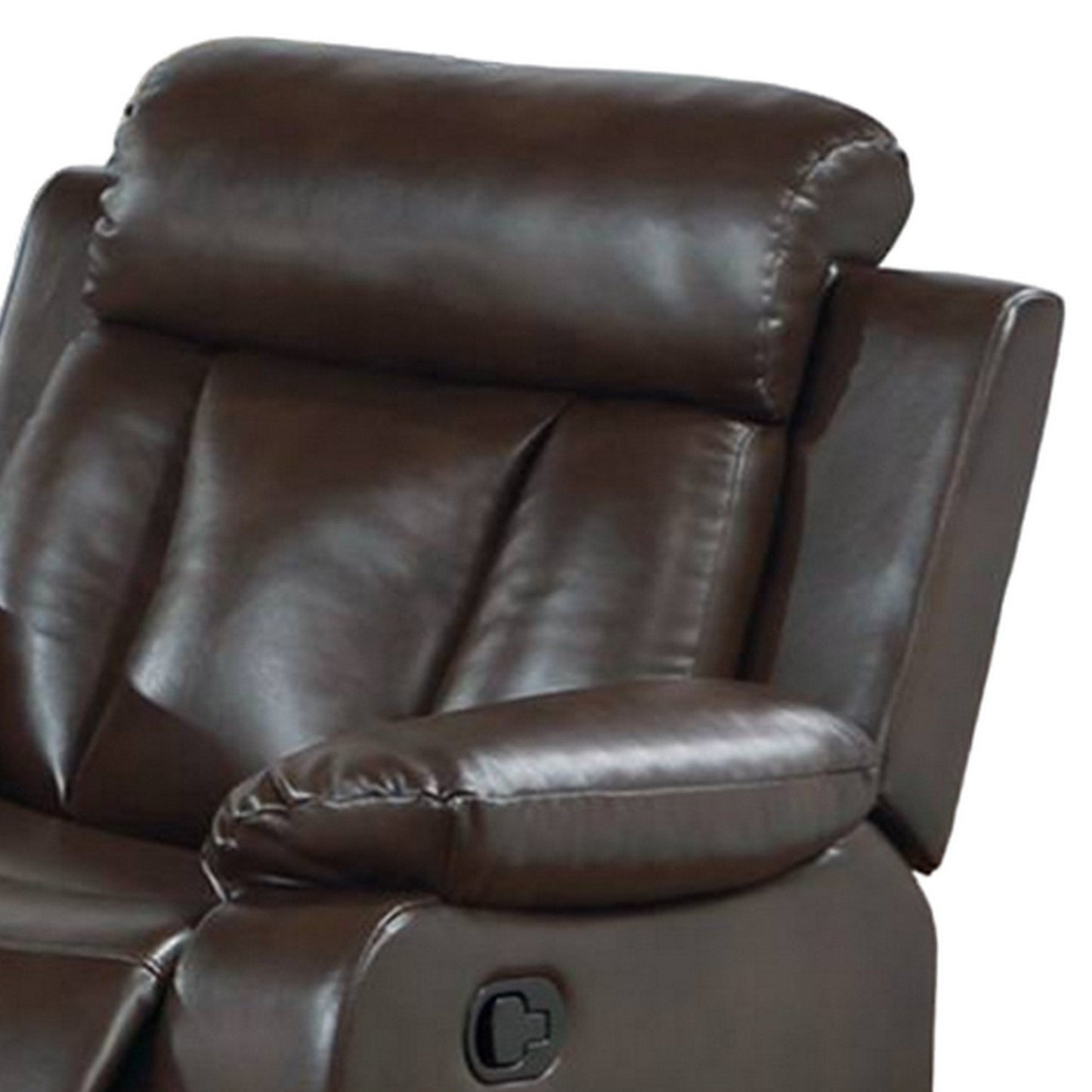 Corie Manual Recliner Chair, Pillow Cushioned, Brown Faux Leather