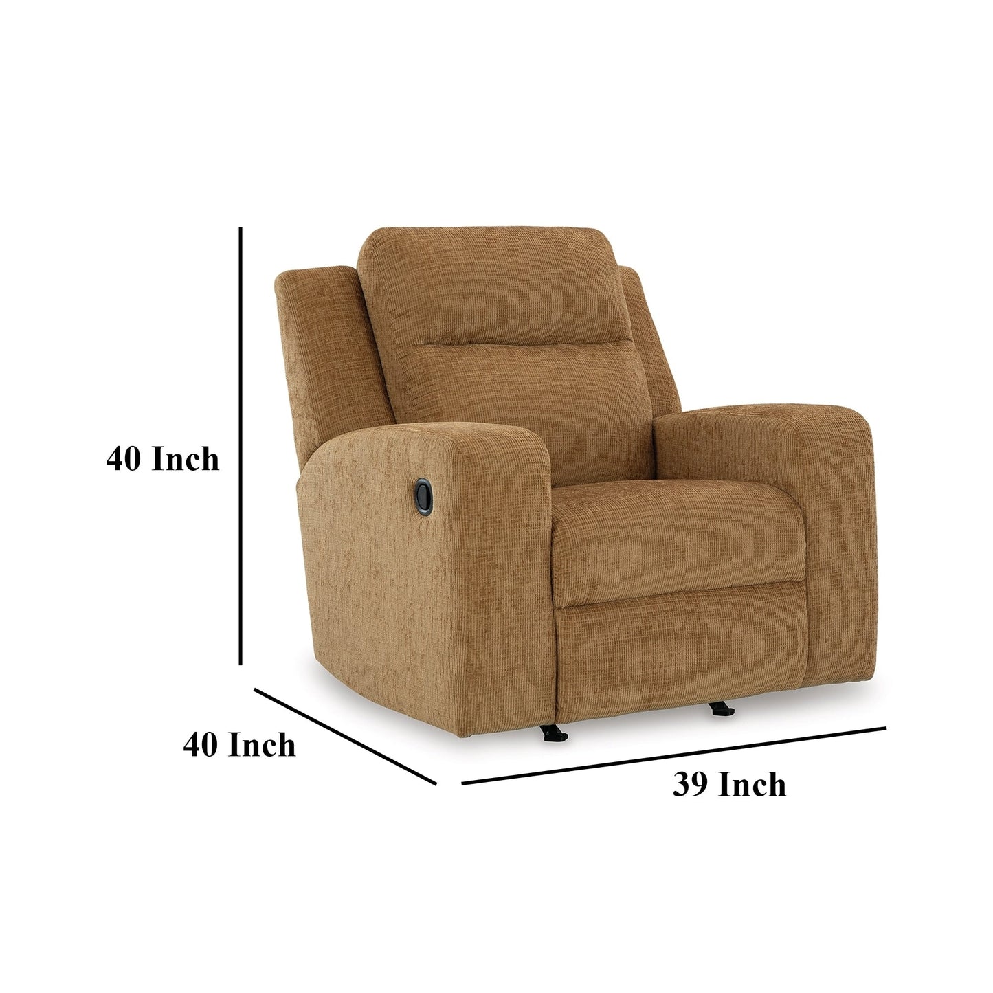 Damon Manual Rocker Recliner Chair, Soft Plush Camel Brown Polyester