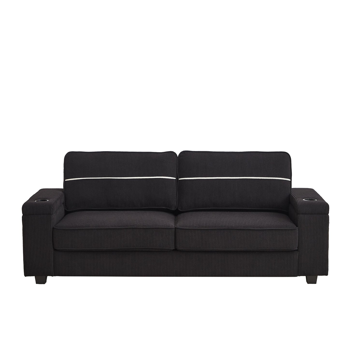 Deep Seat 86.5 Sofa with Storage, USB Charging, and Cup Holders - Comfortable Corduroy Couch