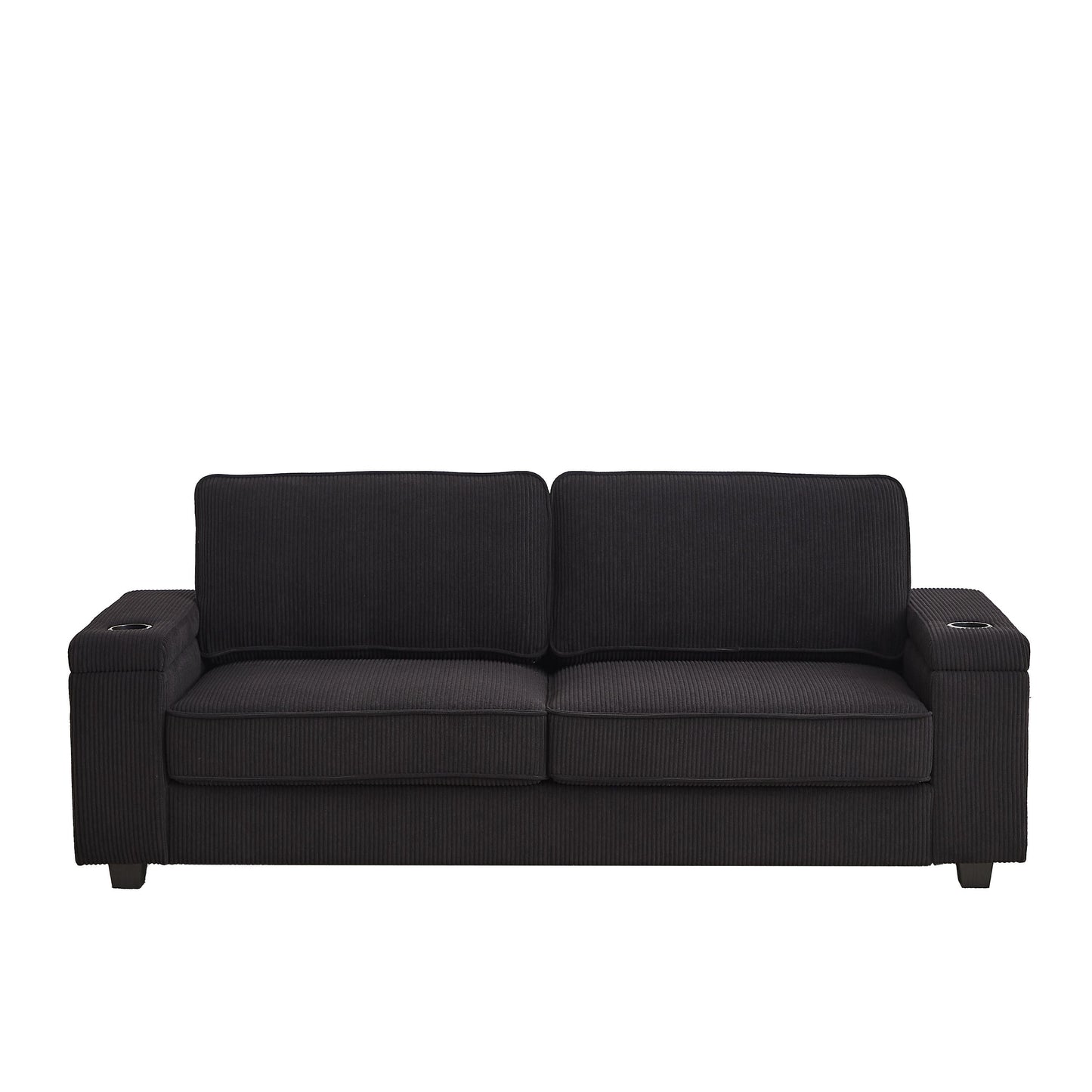 Deep Seat 86.5 Sofa with Storage, USB Charging, and Cup Holders - Comfortable Corduroy Couch