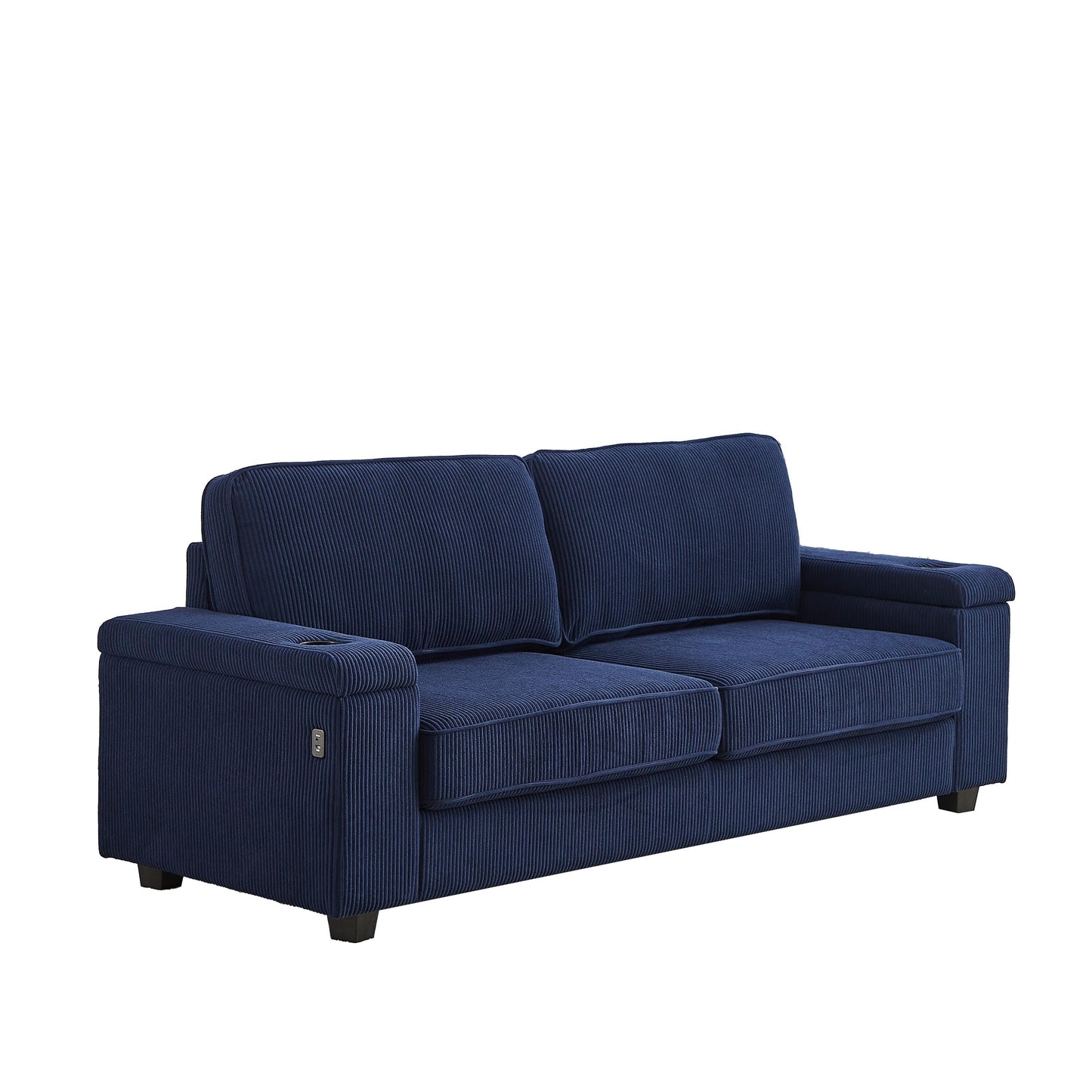 Deep Seat 86.5 Sofa with Storage, USB Charging, and Cup Holders - Comfortable Corduroy Couch