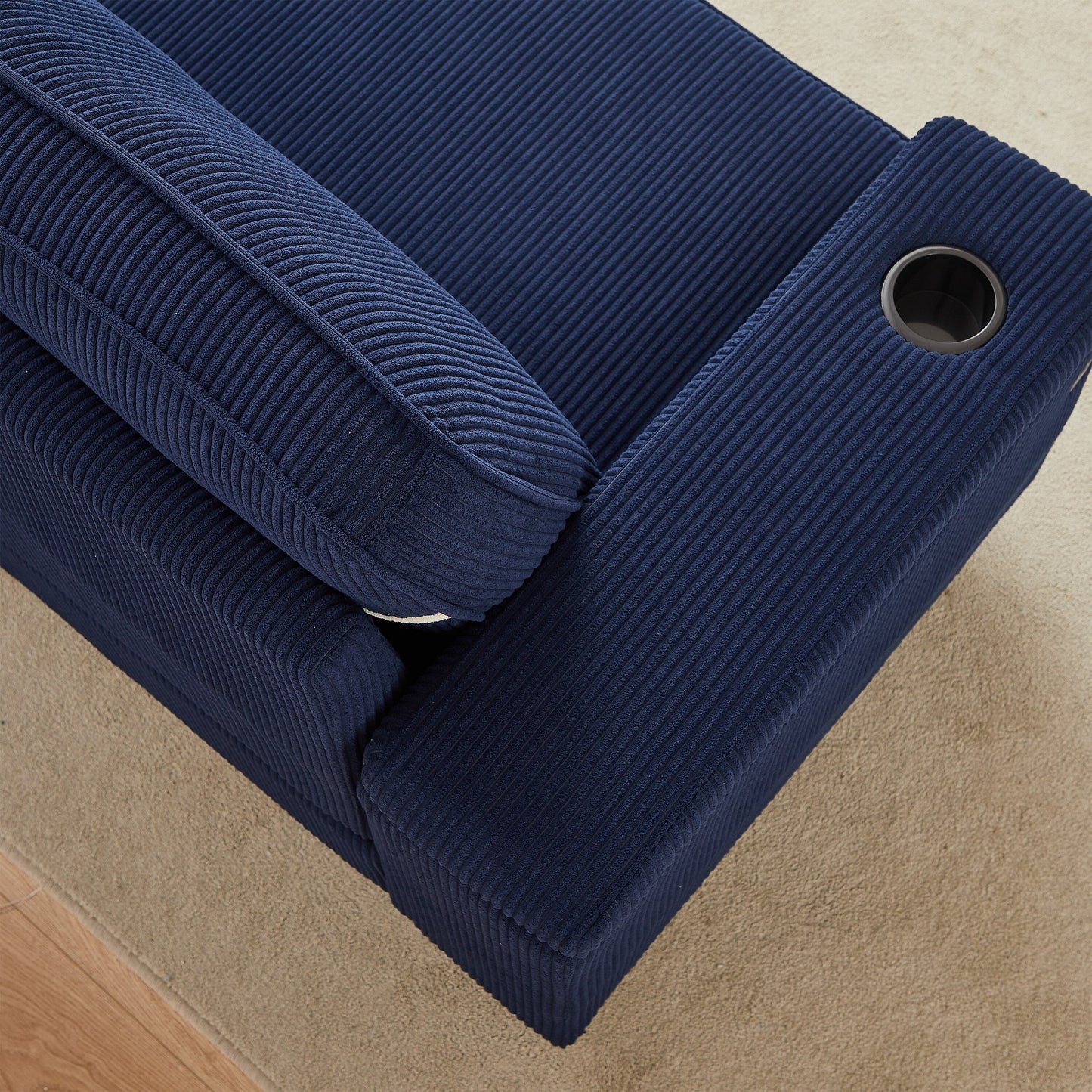 Deep Seat 86.5 Sofa with Storage, USB Charging, and Cup Holders - Comfortable Corduroy Couch