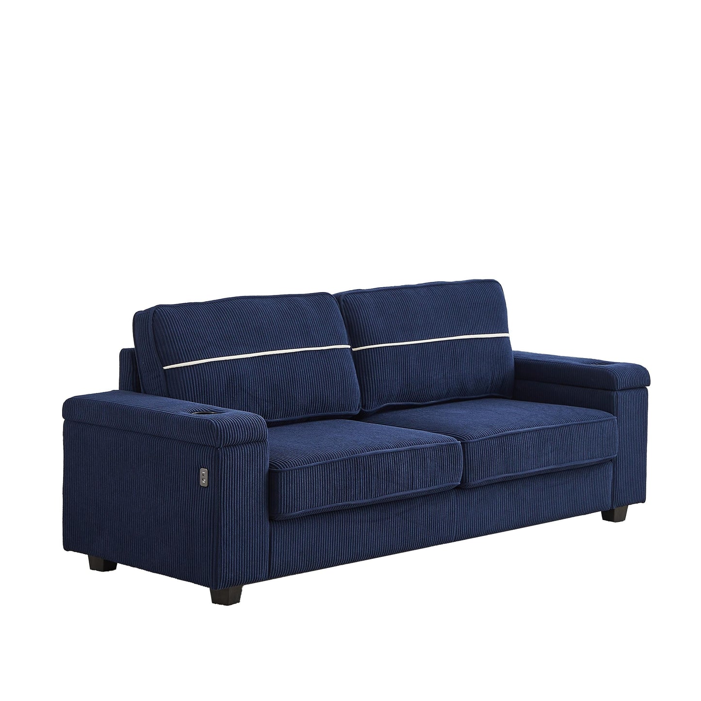 Deep Seat 86.5 Sofa with Storage, USB Charging, and Cup Holders - Comfortable Corduroy Couch