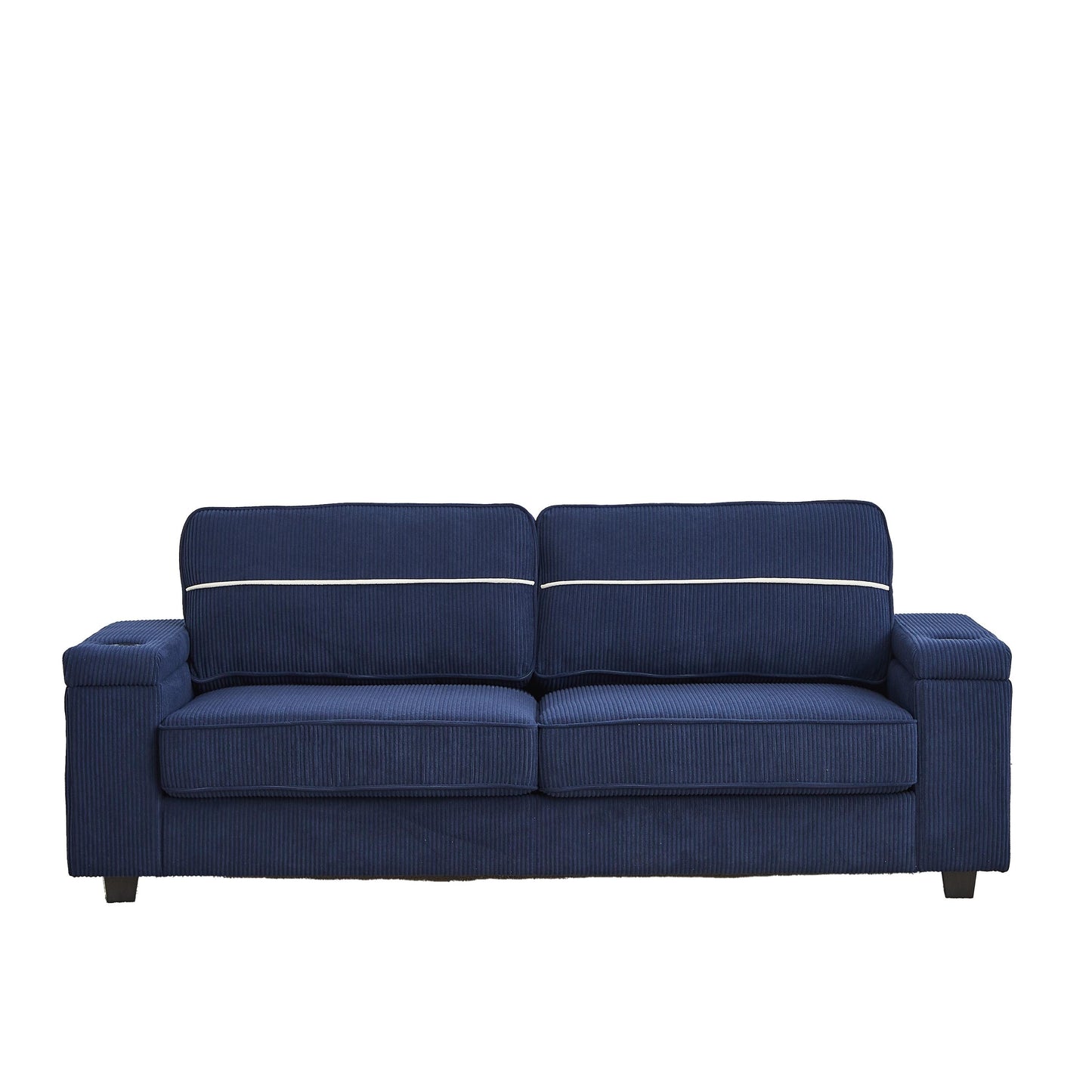 Deep Seat 86.5 Sofa with Storage, USB Charging, and Cup Holders - Comfortable Corduroy Couch