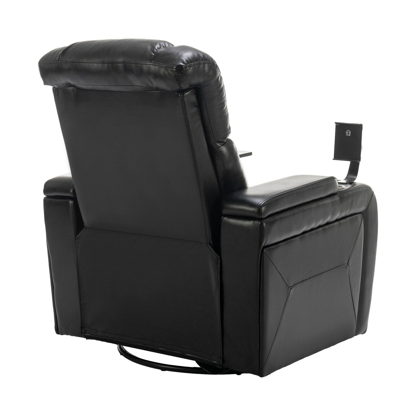 Degree Swivel PU Leather Power Recliner Individual Seat Home Theater Recliner with Tray Table,Cup Holder,Hidden Arm Storage