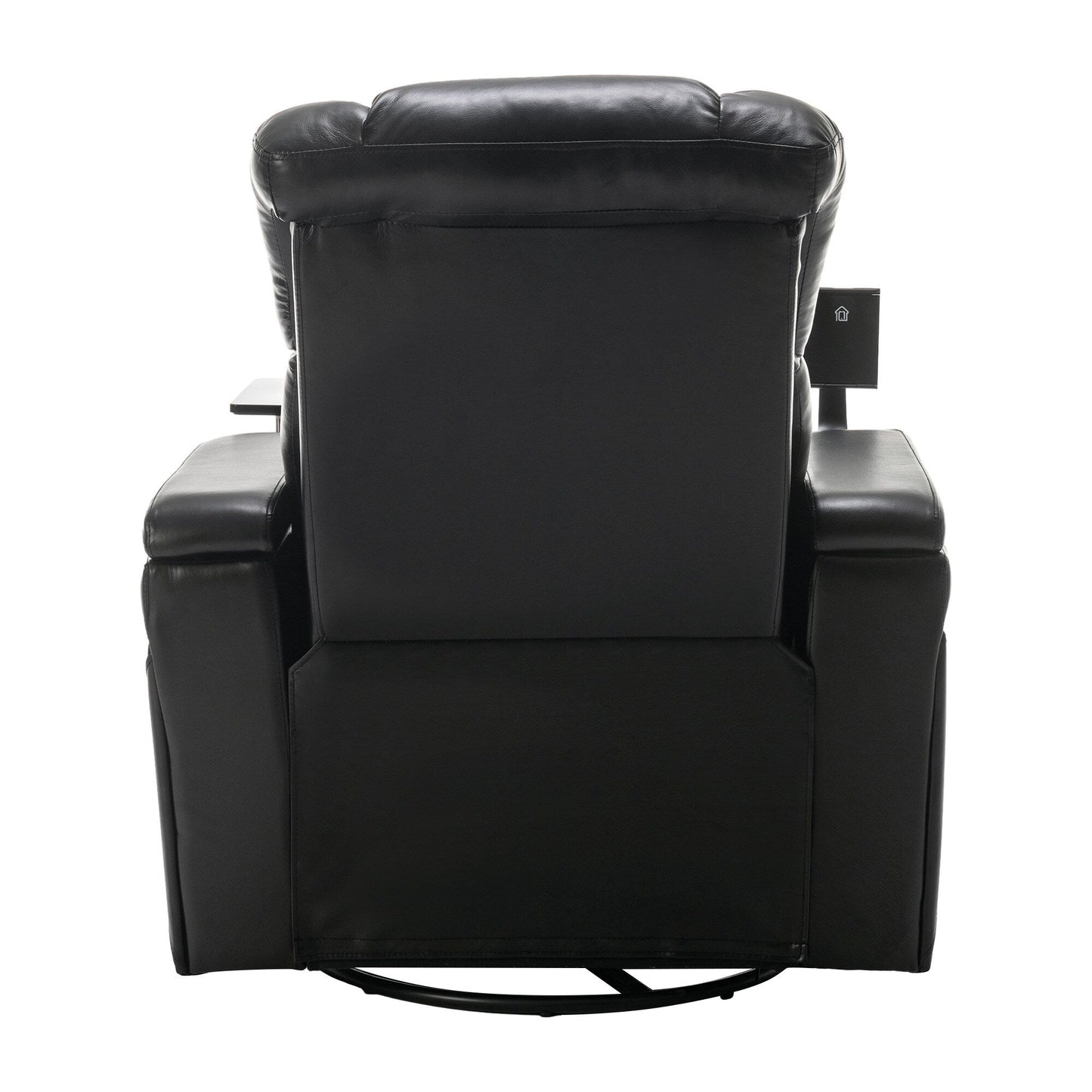 Degree Swivel PU Leather Power Recliner Individual Seat Home Theater Recliner with Tray Table,Cup Holder,Hidden Arm Storage
