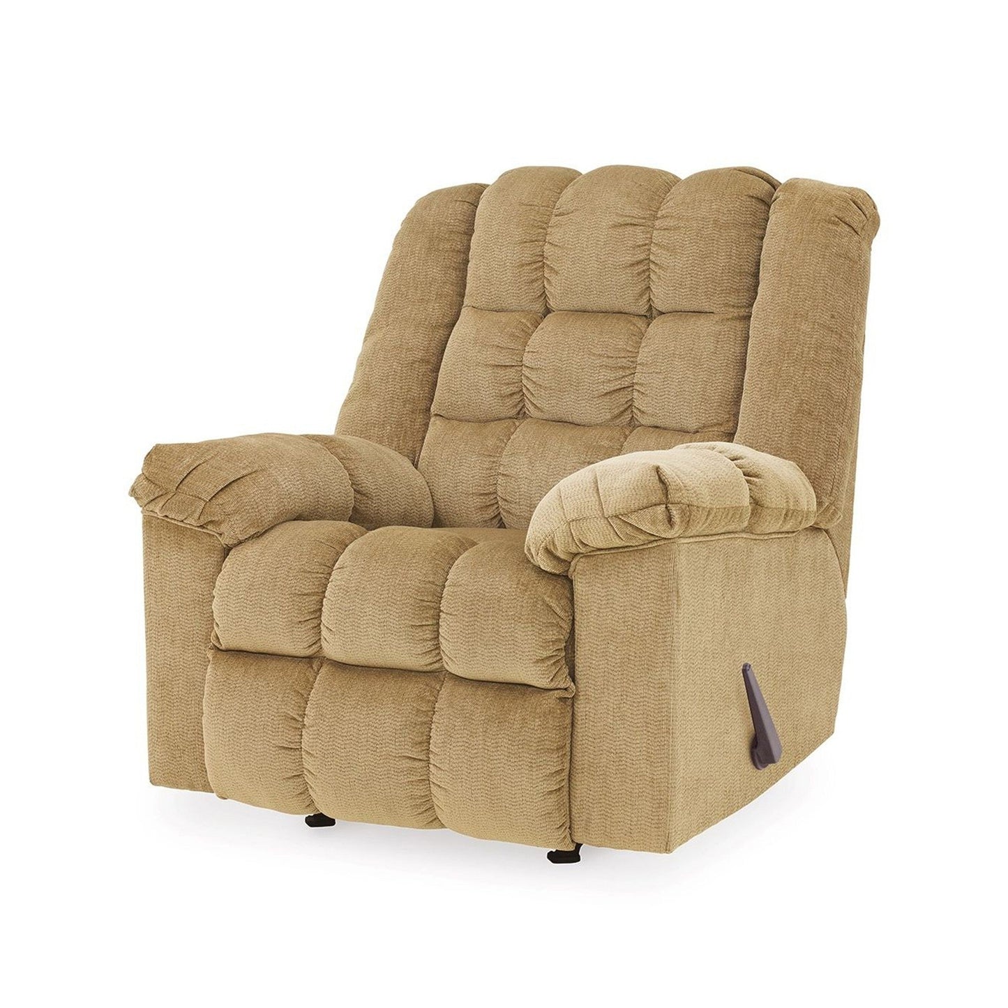 Denn Rocker Recliner Chair, Plush Foam Tufted Sand Brown Polyester