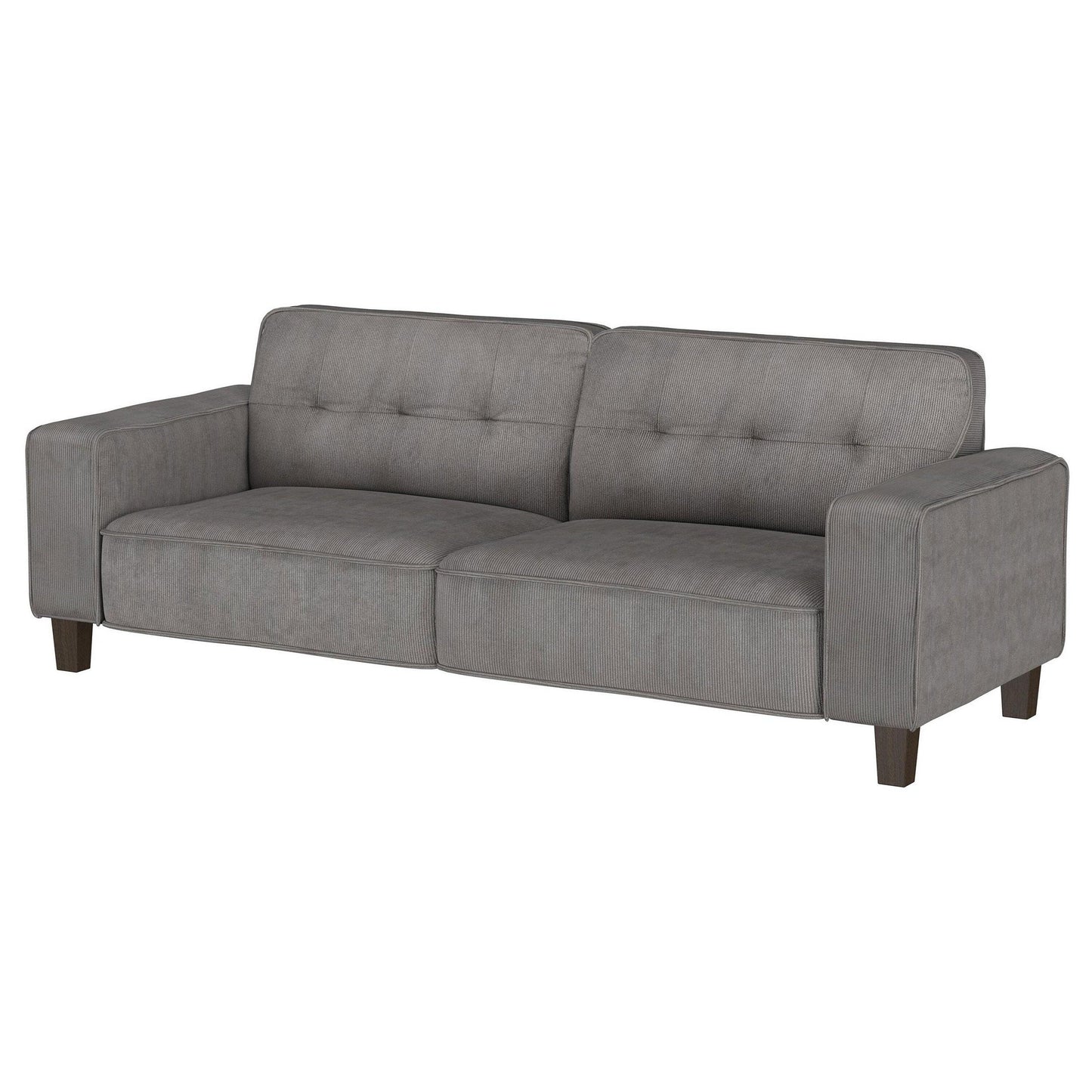 Dero Sofa, 81 Inch Wide, Modern Wide Track Arms, Gray Faux Corduroy