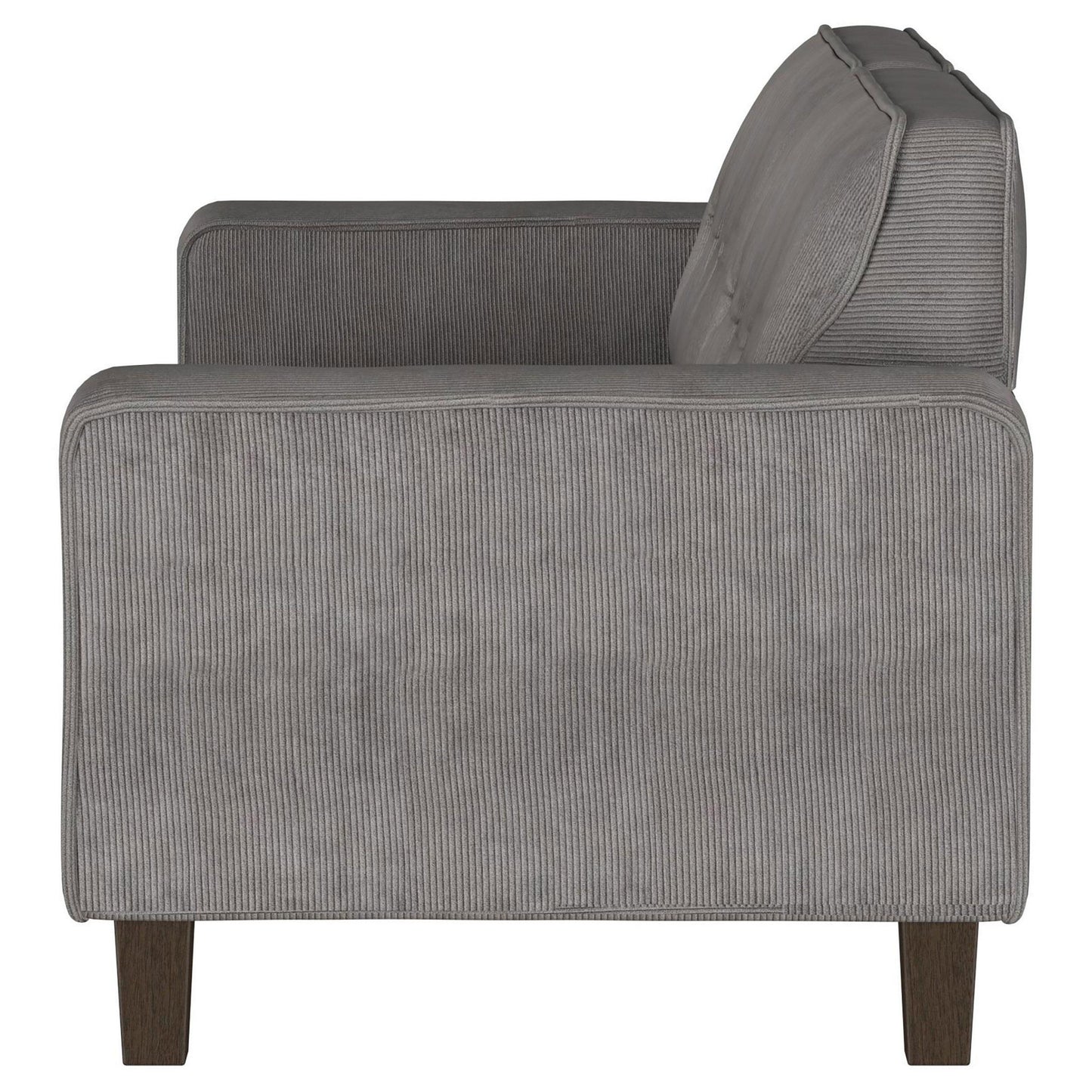 Dero Sofa, 81 Inch Wide, Modern Wide Track Arms, Gray Faux Corduroy