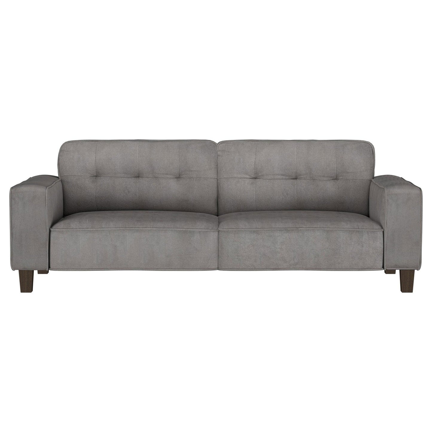 Dero Sofa, 81 Inch Wide, Modern Wide Track Arms, Gray Faux Corduroy