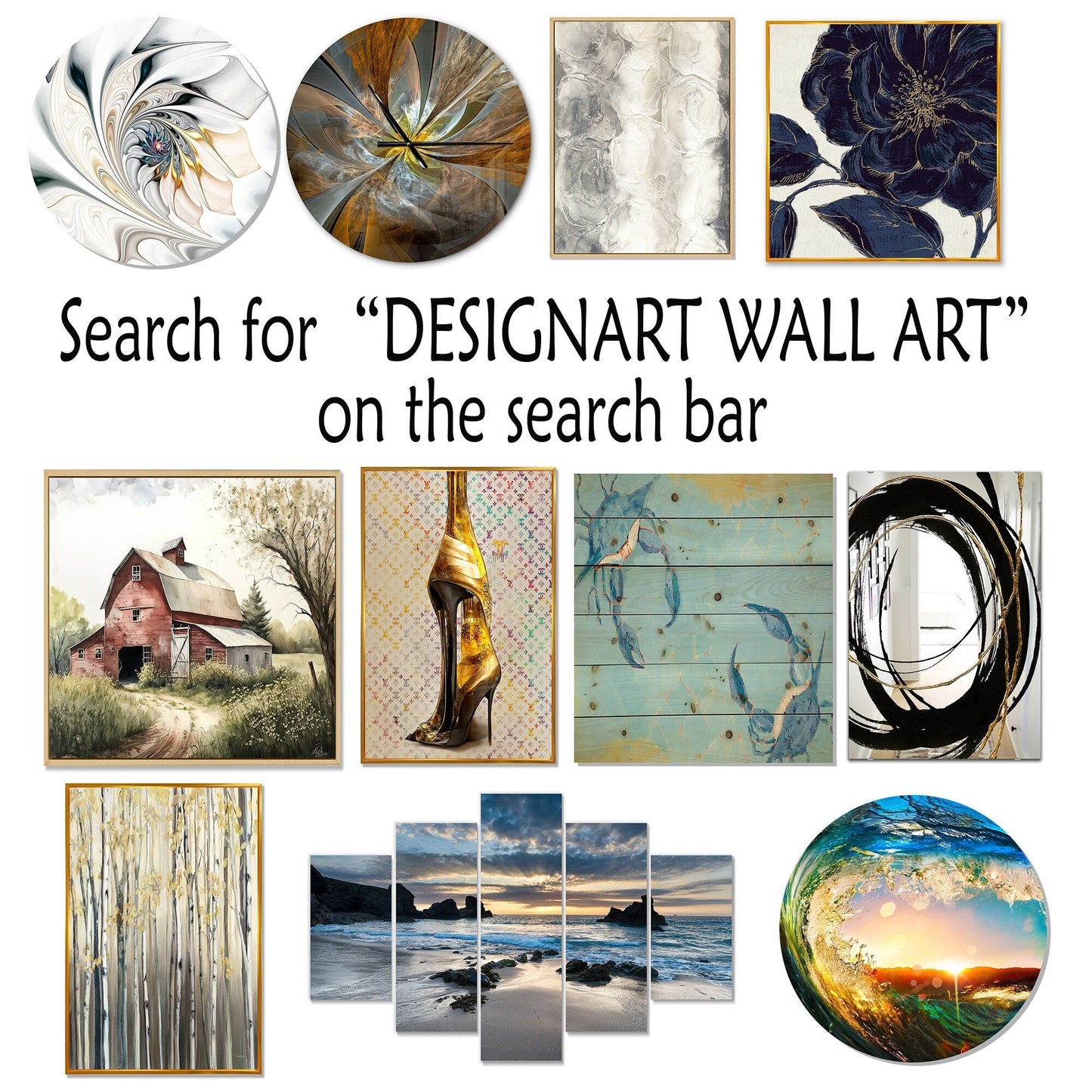 Designart Bohemian Earthly Floral Collage I Abstract Metal Wall Art Living Room