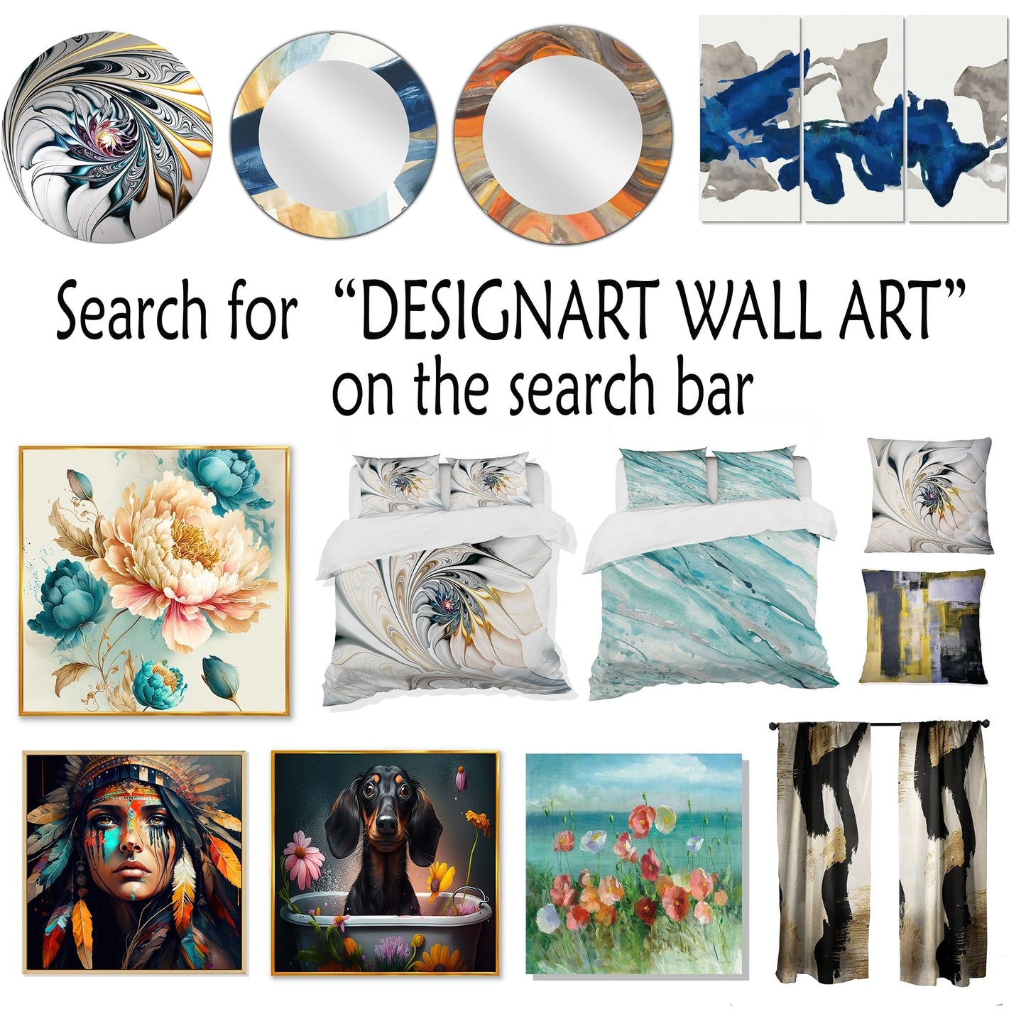 Designart Bohemian Earthly Floral Collage I Abstract Metal Wall Art Living Room