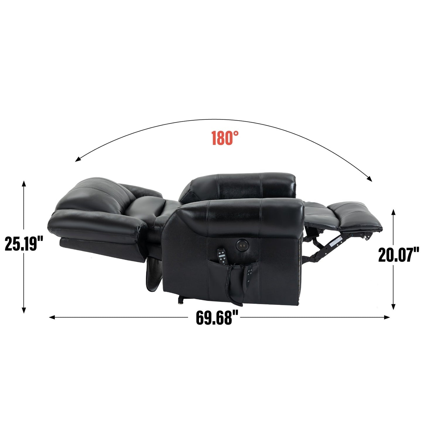 Dual Motor Power Lift Genuine Leather Recliner Chair with Heat Massage and USB Ports