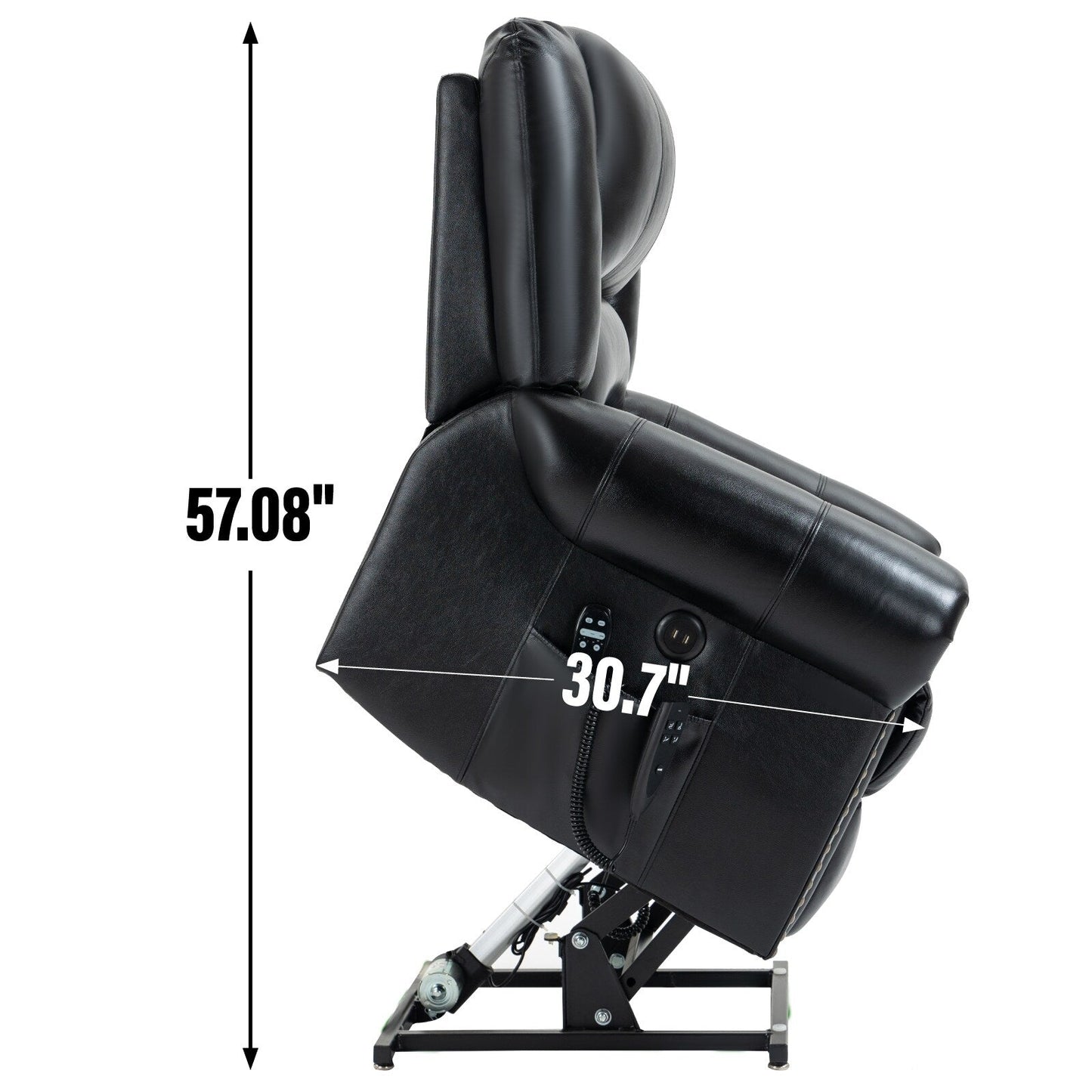 Dual Motor Power Lift Genuine Leather Recliner Chair with Heat Massage and USB Ports