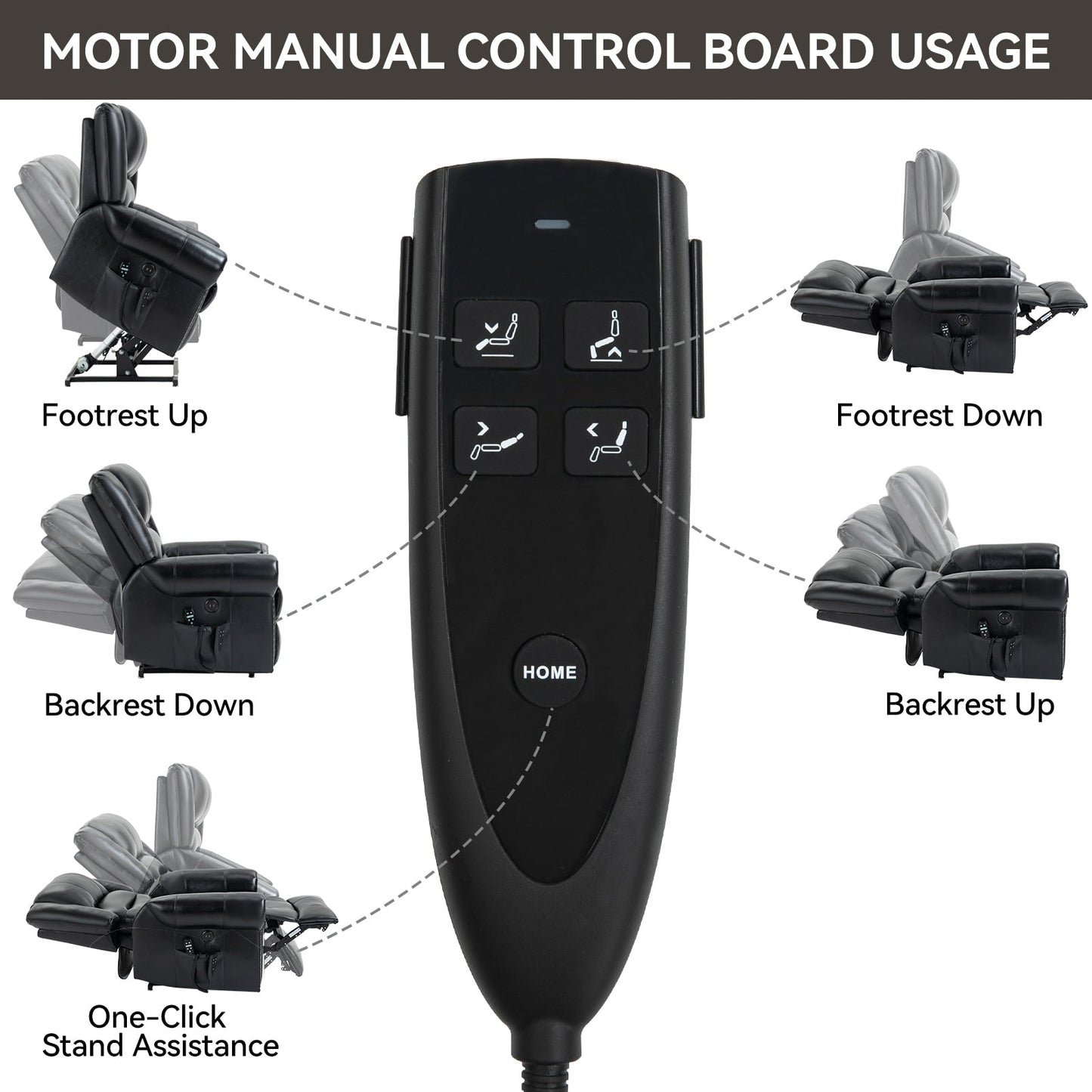 Dual Motor Power Lift Genuine Leather Recliner Chair with Heat Massage and USB Ports