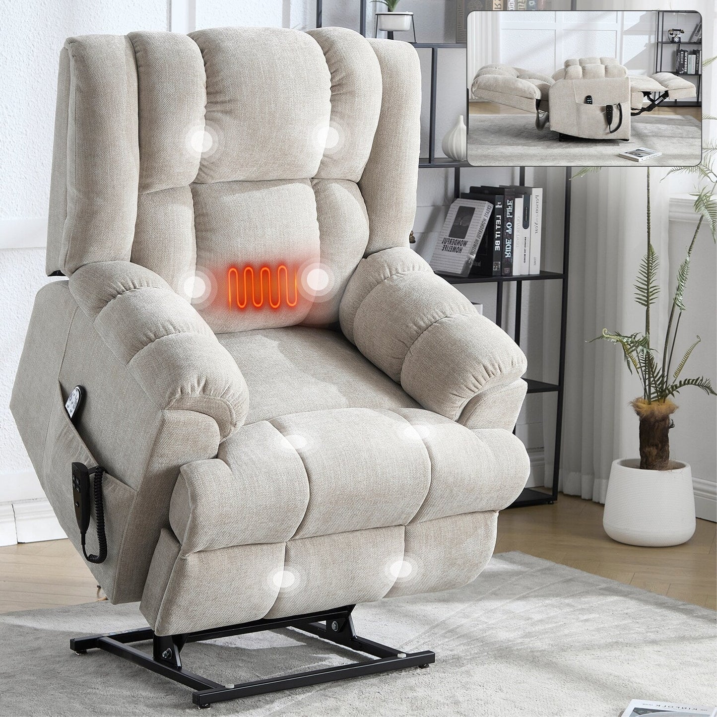 Dual Motor Power Lift Recliner Chair with Heat Massage,Infinite Position