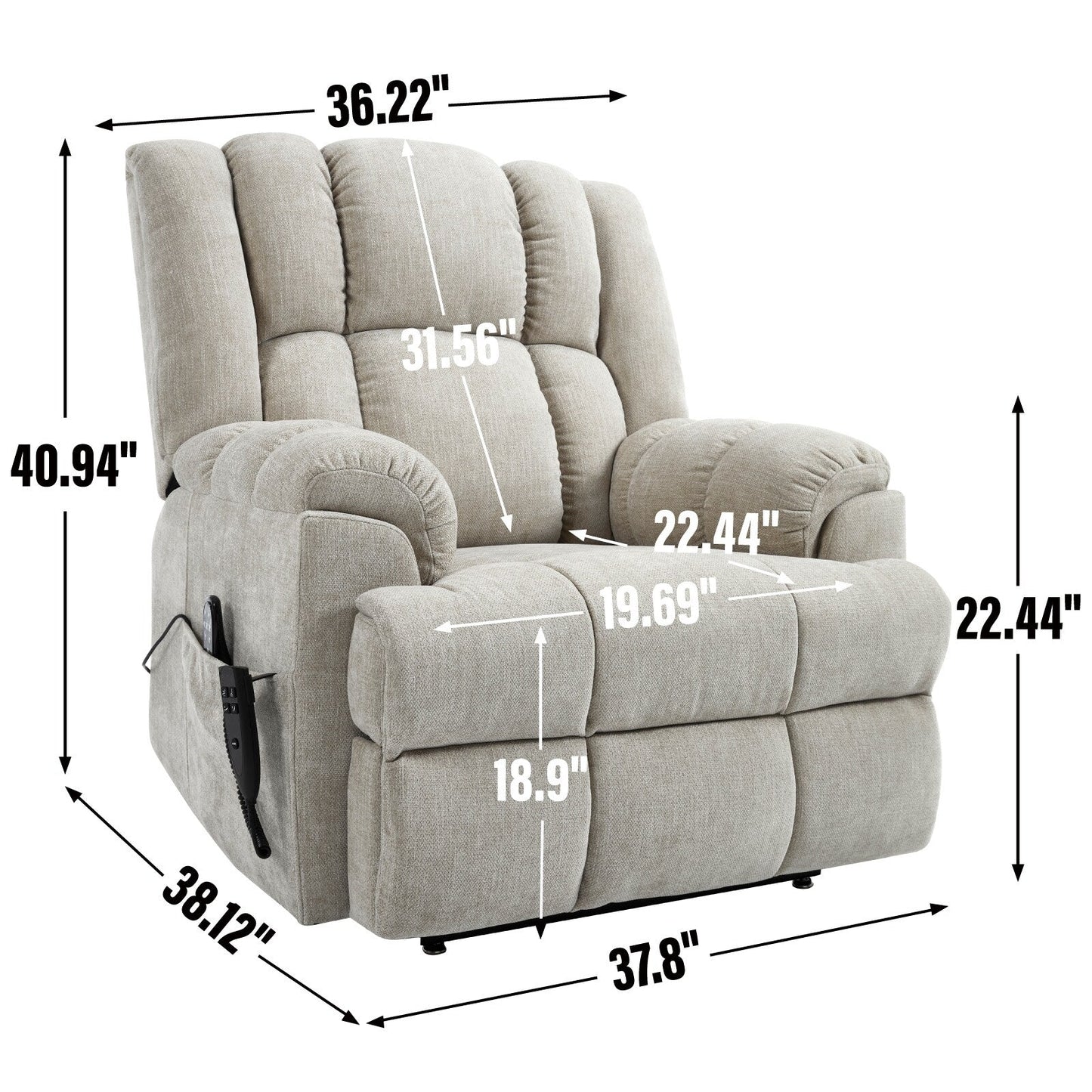 Dual Motor Power Lift Recliner Chair with Heat Massage,Infinite Position
