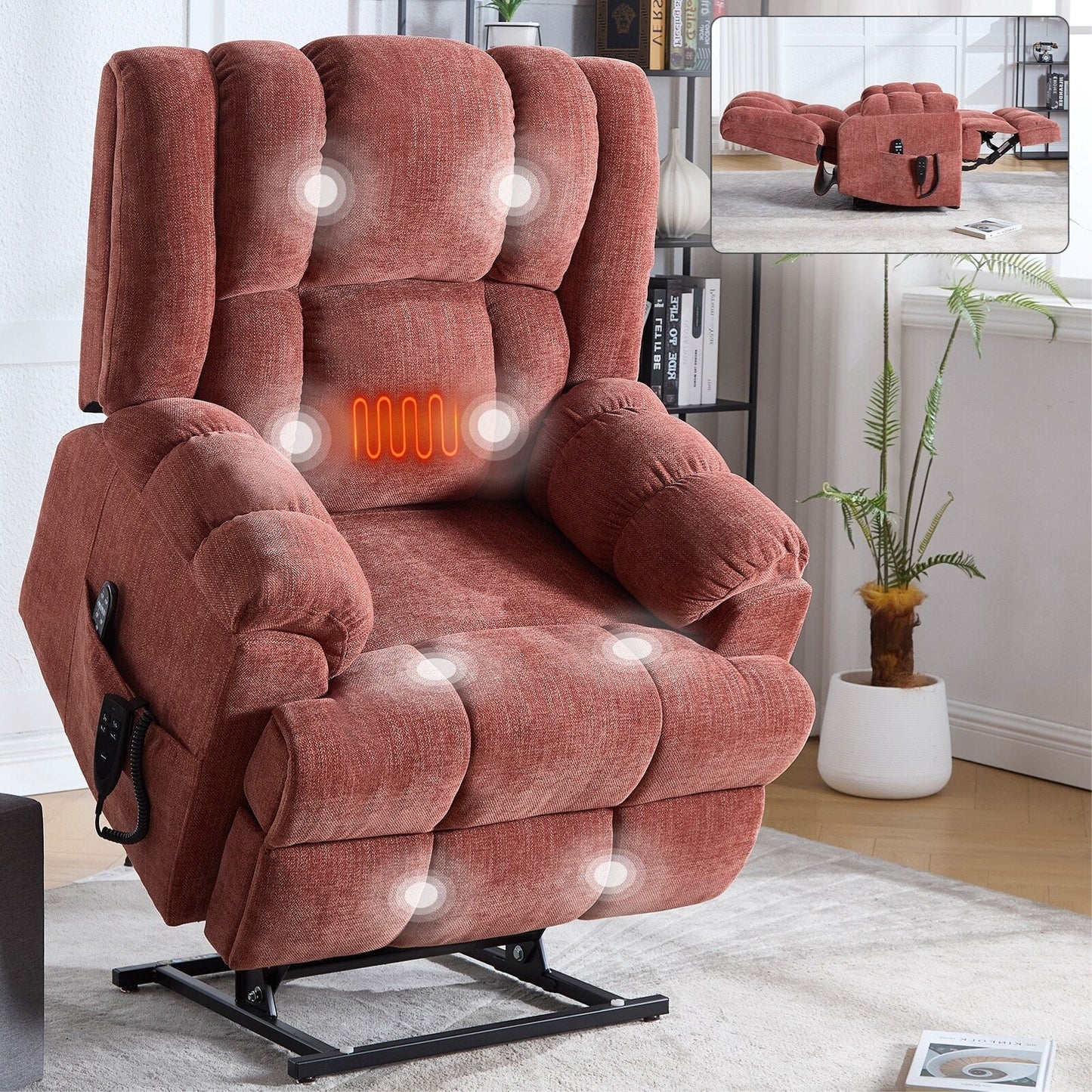Dual Motor Power Lift Recliner Chair with Heat Massage,Infinite Position