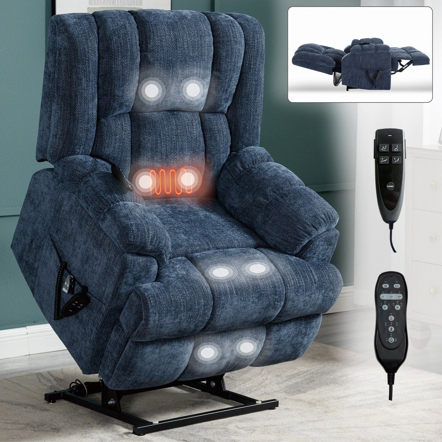 Dual Motor Power Lift Recliner Chair with Heat Massage,Infinite Position