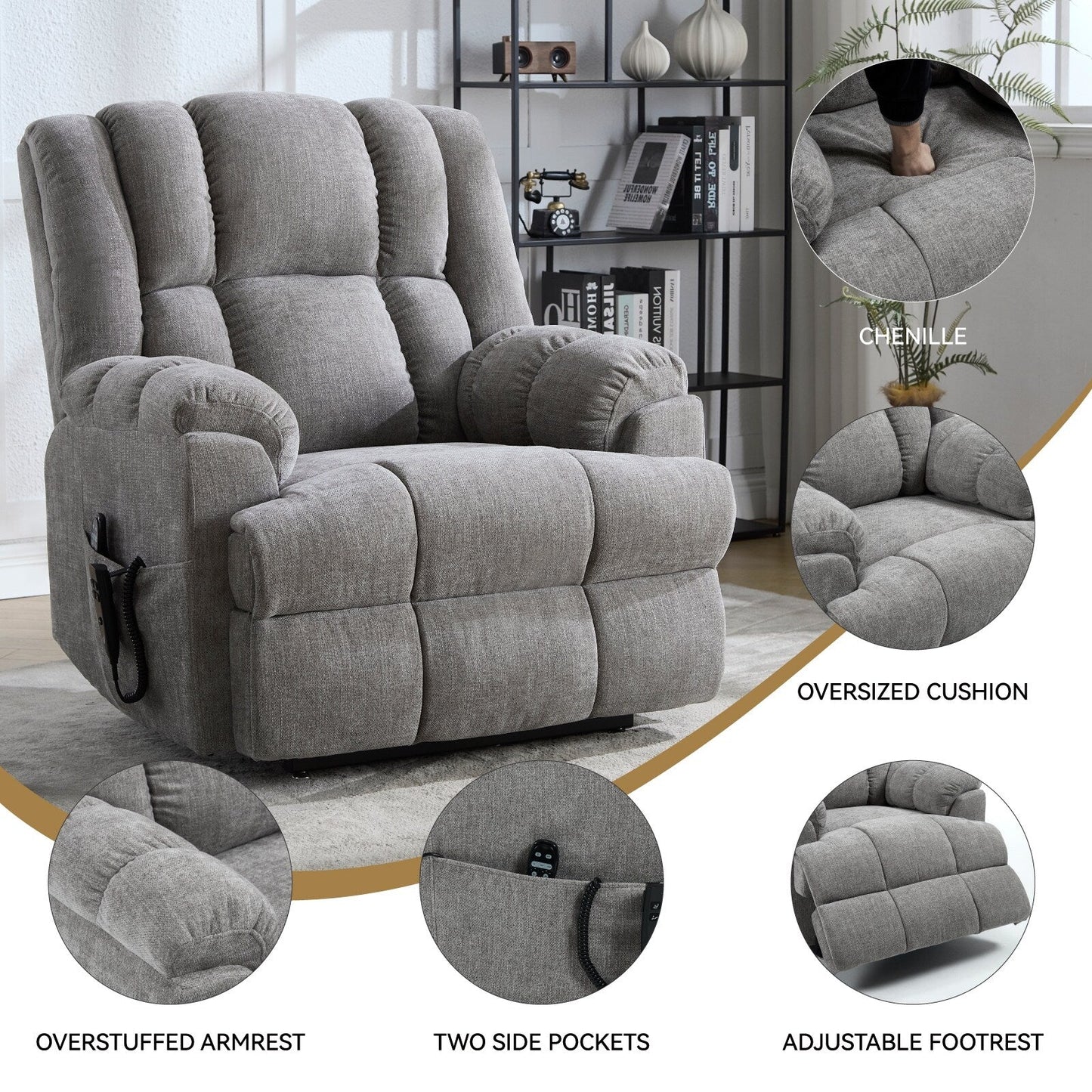 Dual Motor Power Lift Recliner Chair with Heat Massage,Infinite Position