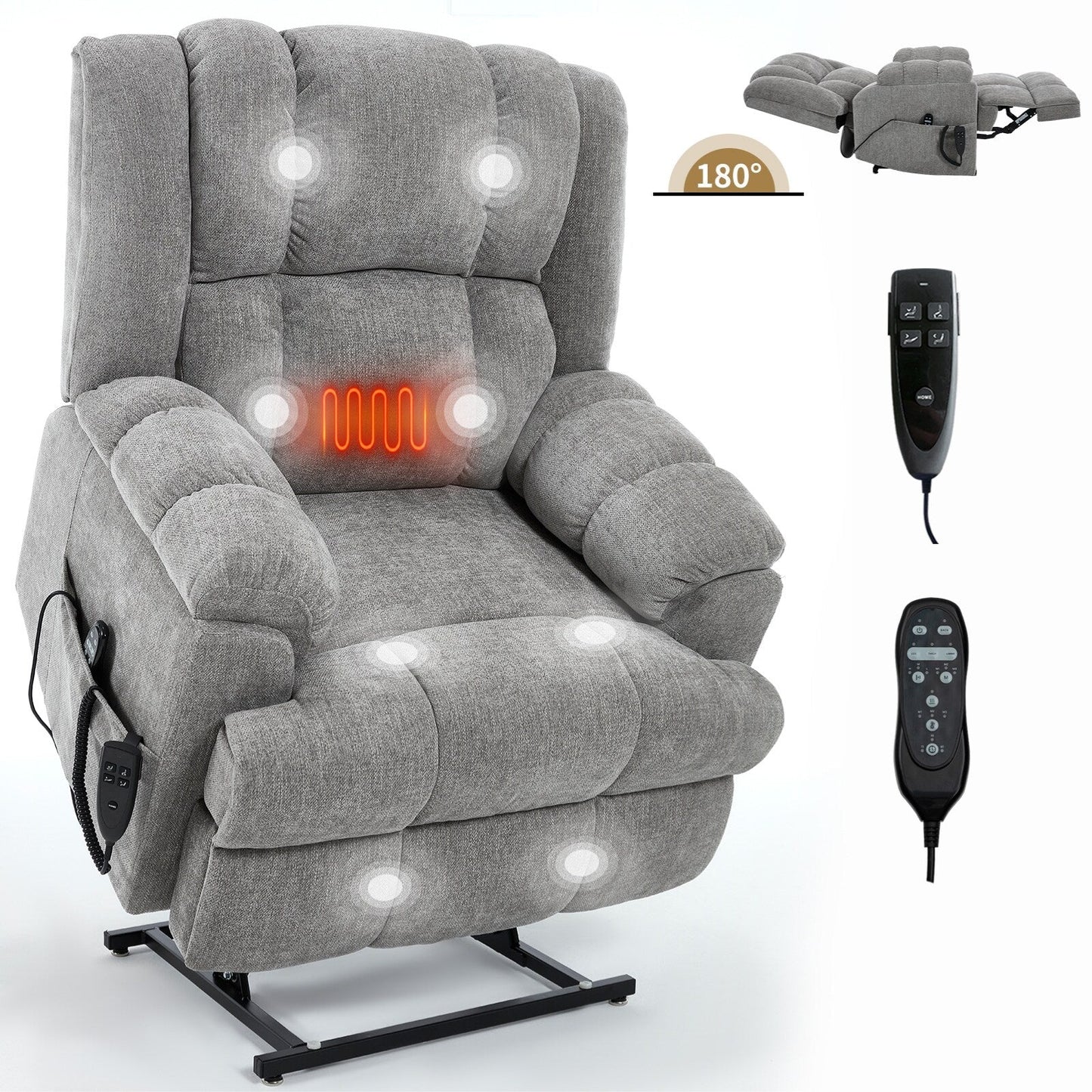 Dual Motor Power Lift Recliner Chair with Heat Massage,Infinite Position