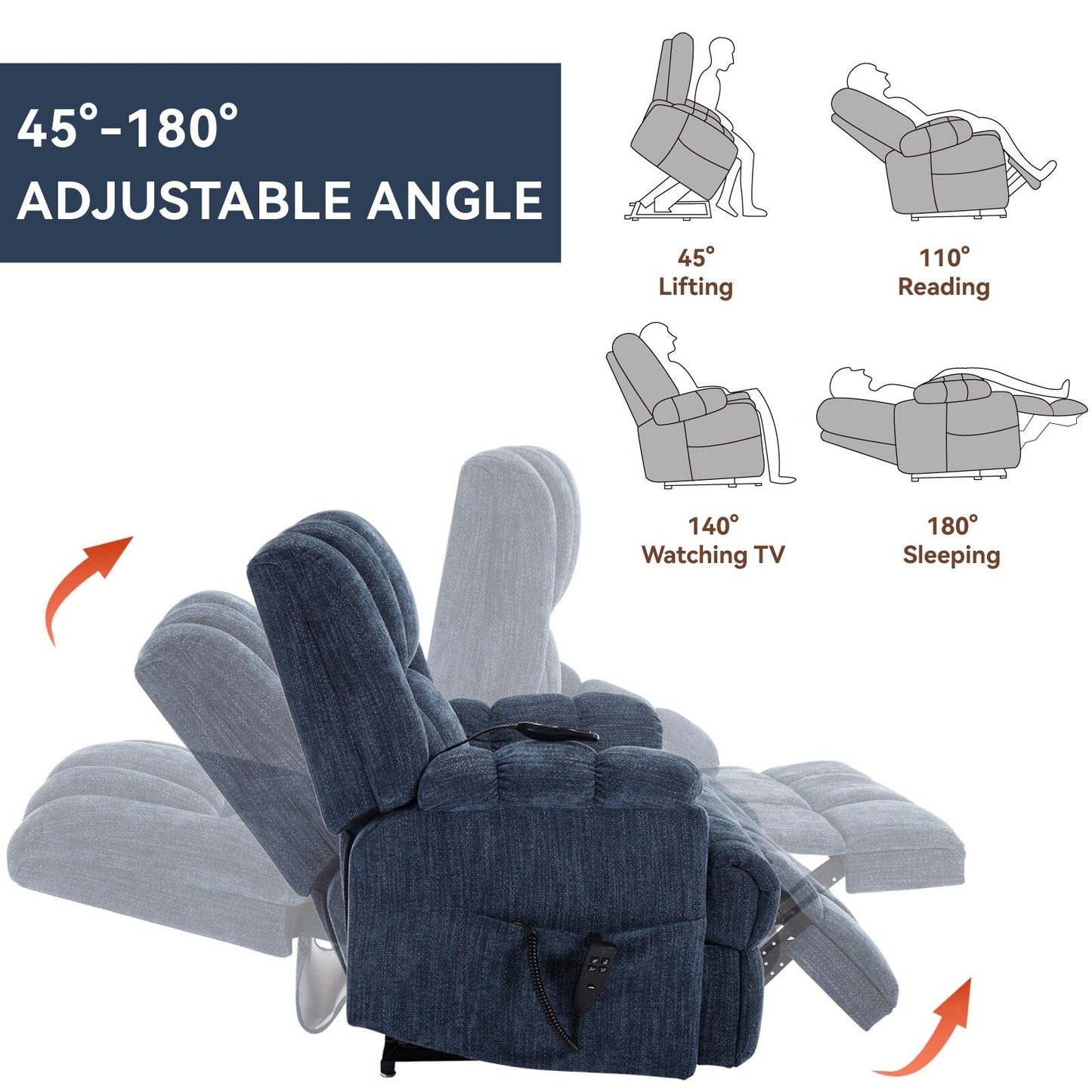 Dual Motor Power Lift Recliner Chair with Heat Massage,Infinite Position