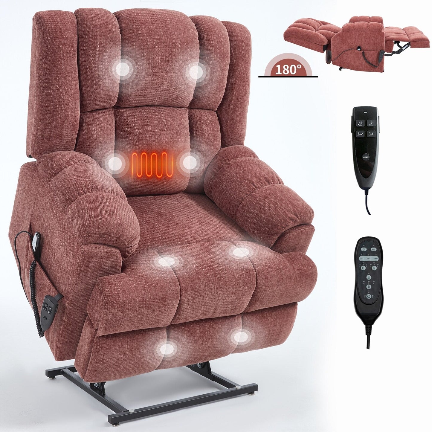 Dual Motor Power Lift Recliner Chair with Heat Massage,Infinite Position