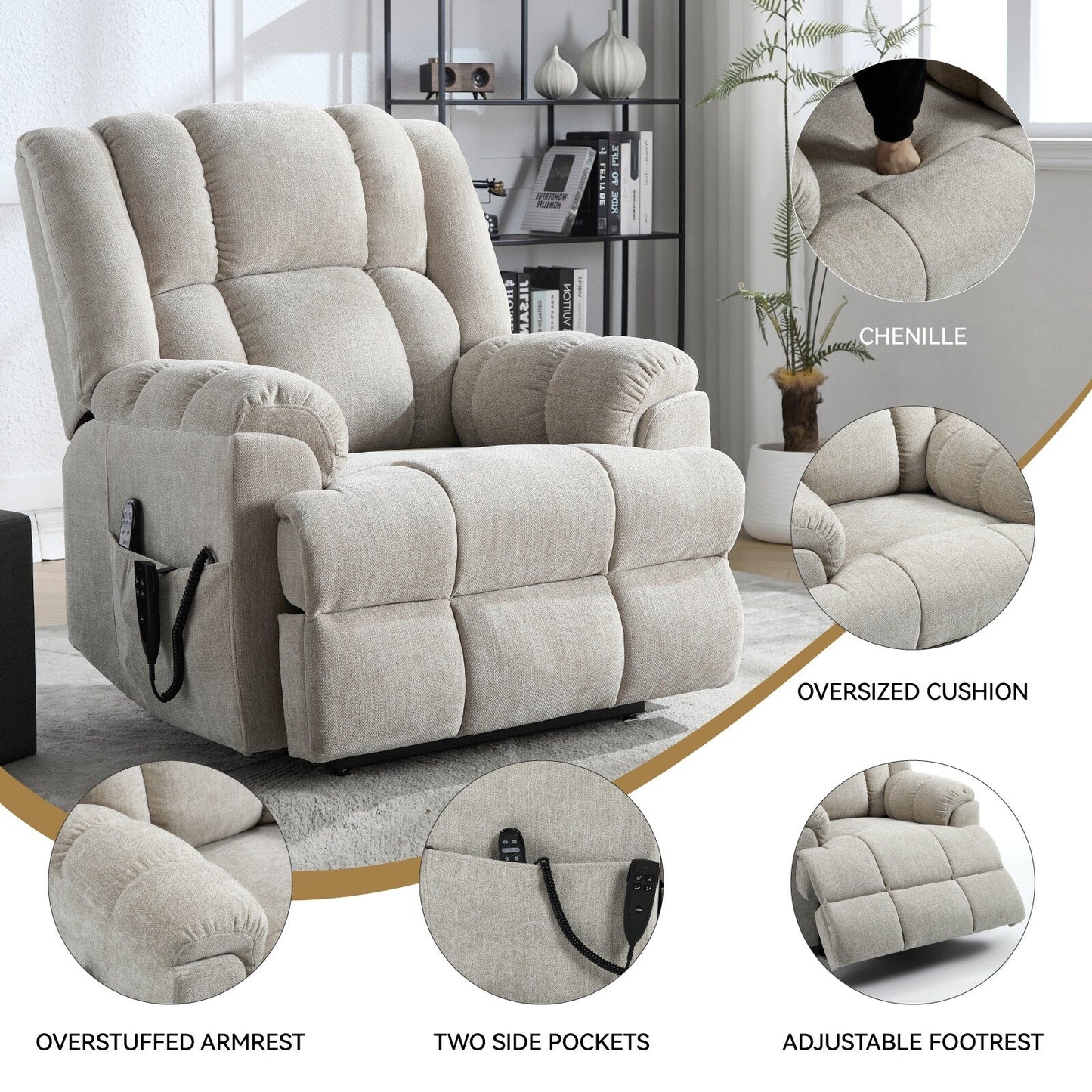 Dual Motor Power Lift Recliner Chair with Heat Massage,Infinite Position