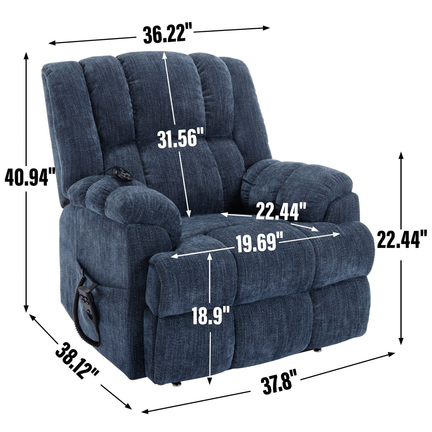 Dual Motor Power Lift Recliner Chair with Heat Massage,Infinite Position