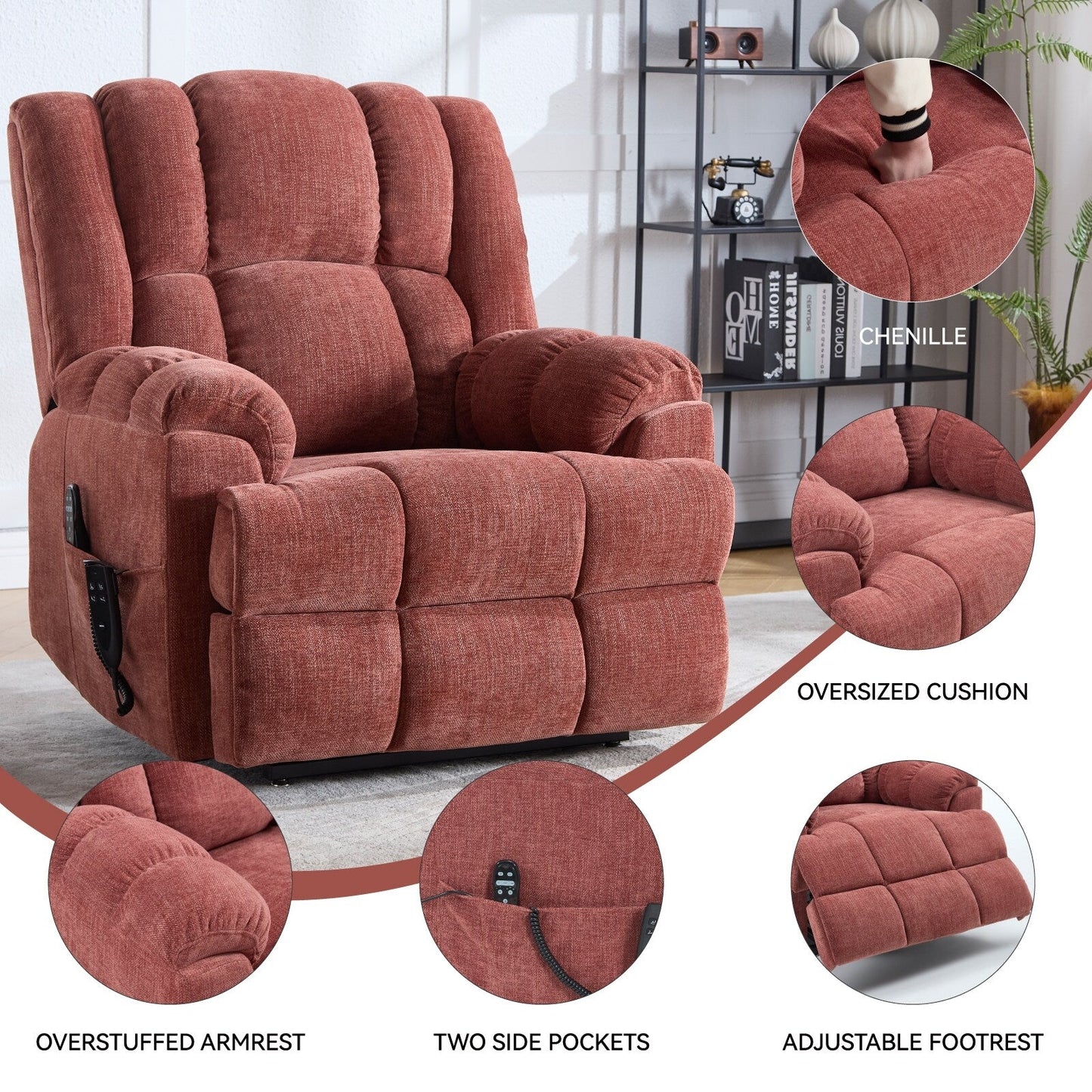 Dual Motor Power Lift Recliner Chair with Heat Massage,Infinite Position