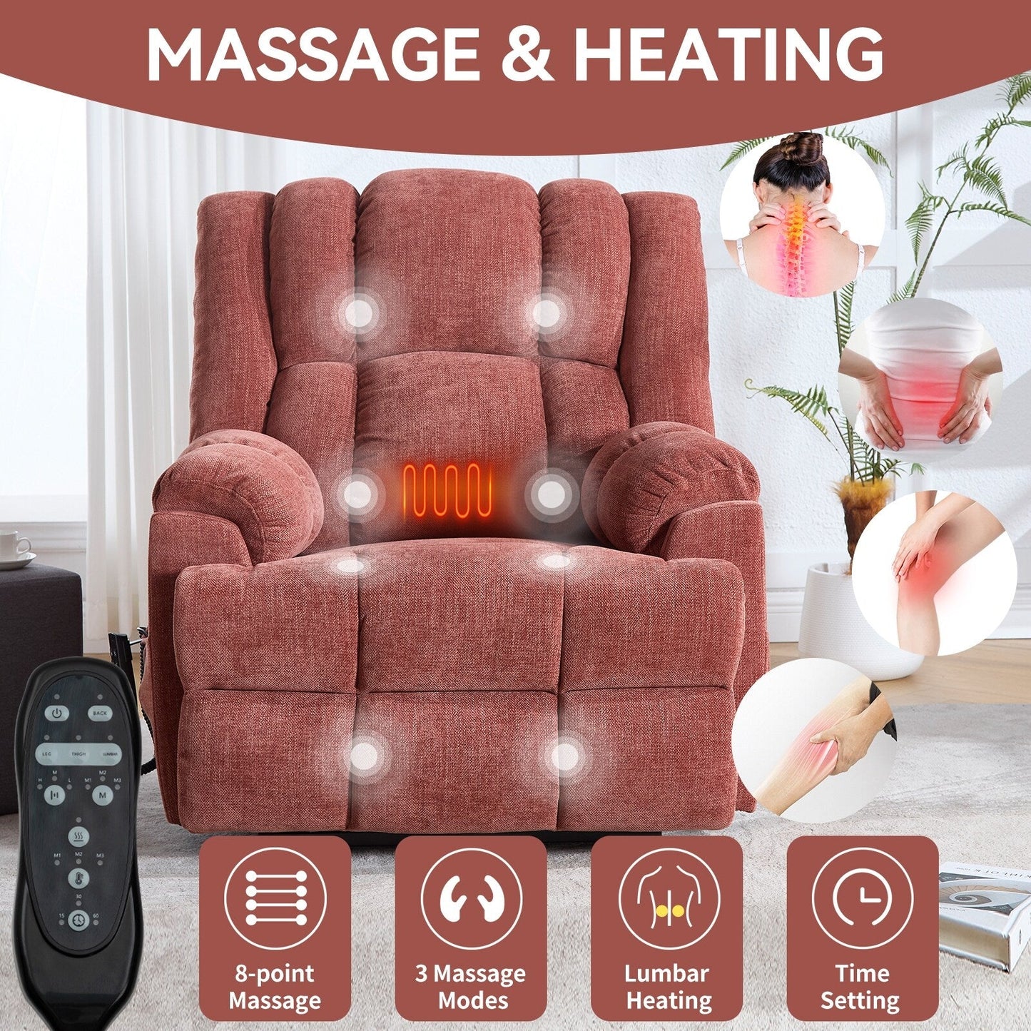 Dual Motor Power Lift Recliner Chair with Heat Massage,Infinite Position